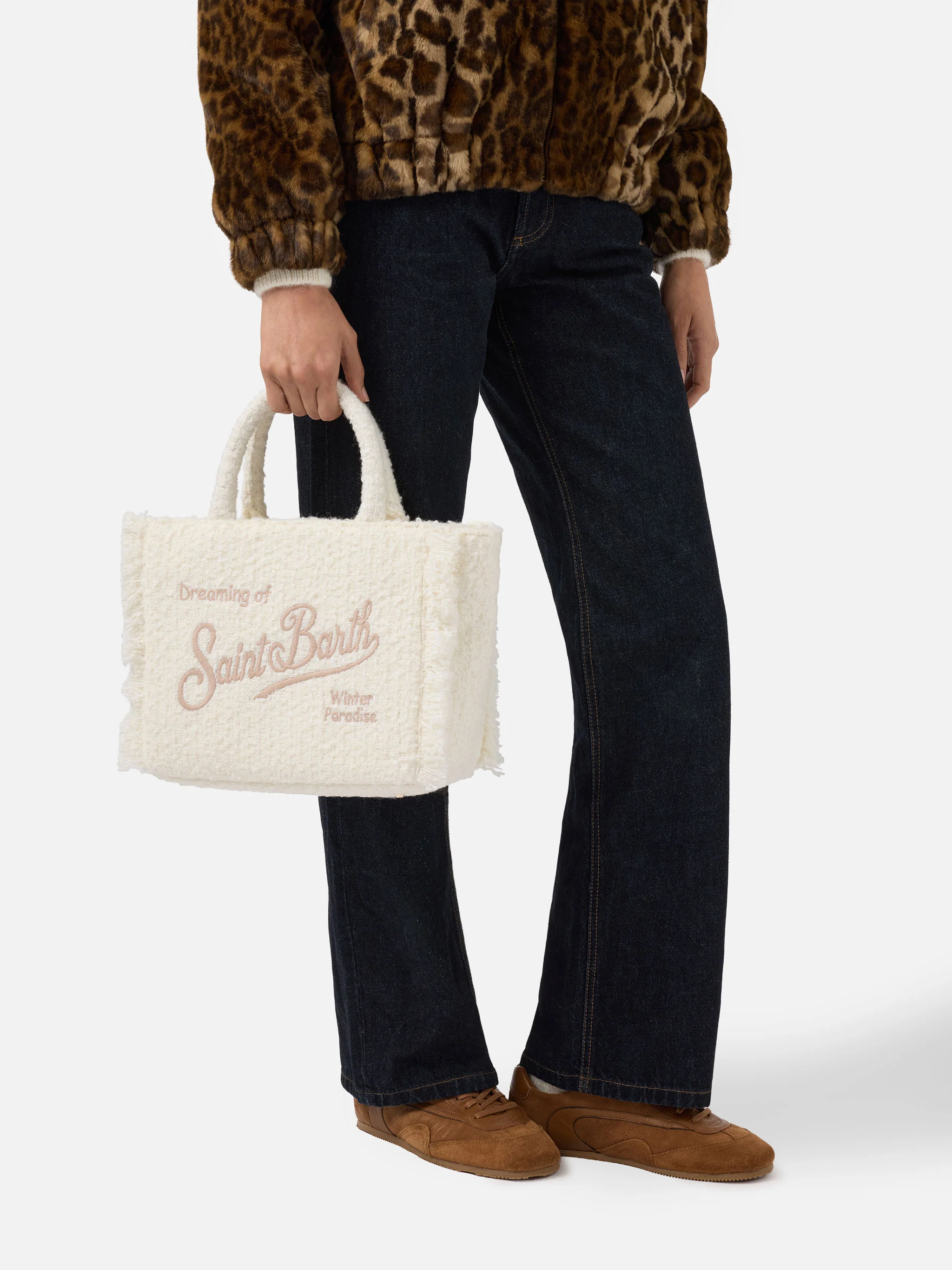 Colette Tweed Handbag in white wool blend - Image 2
