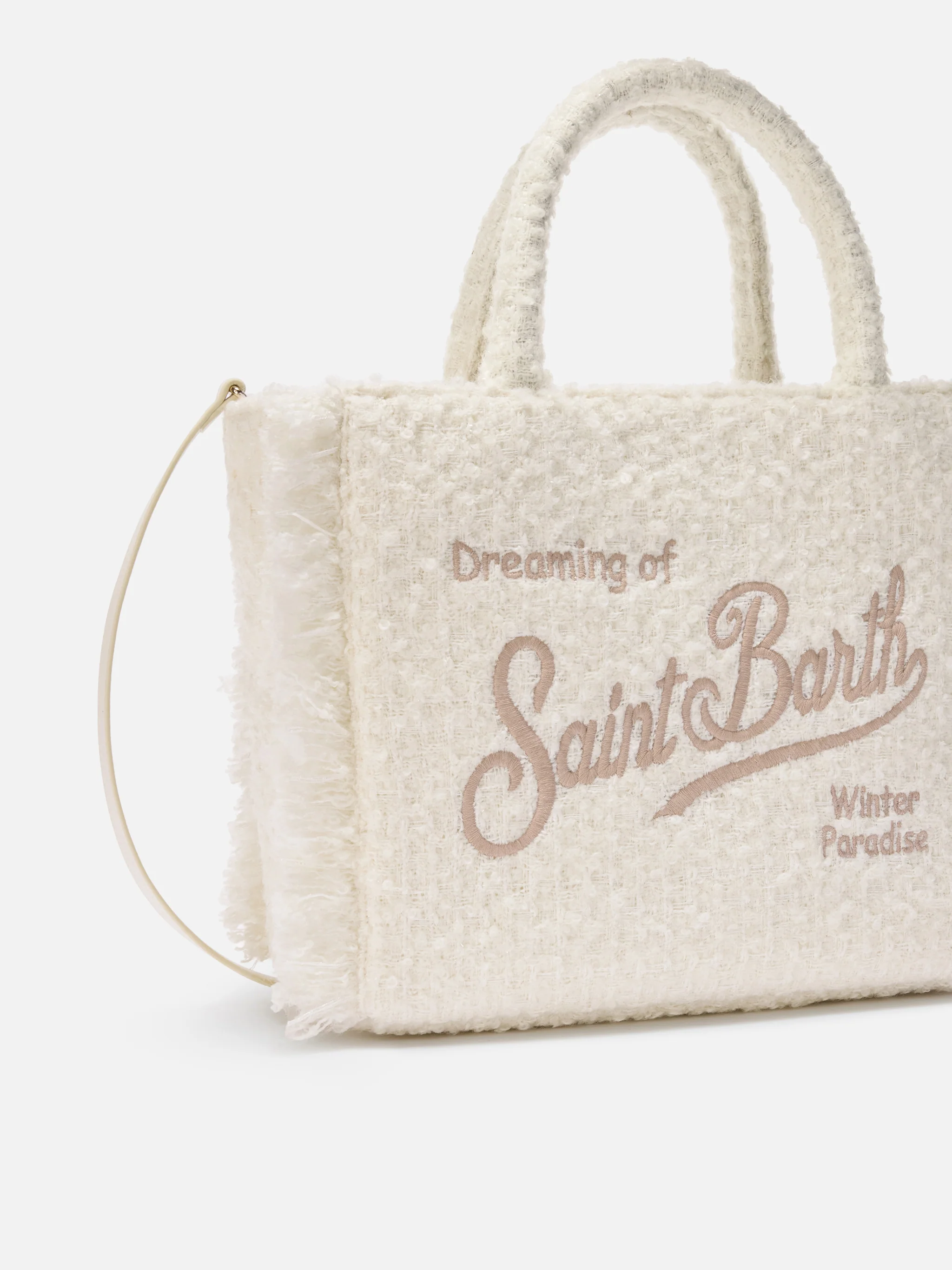 Colette Tweed Handbag in white wool blend - Image 4