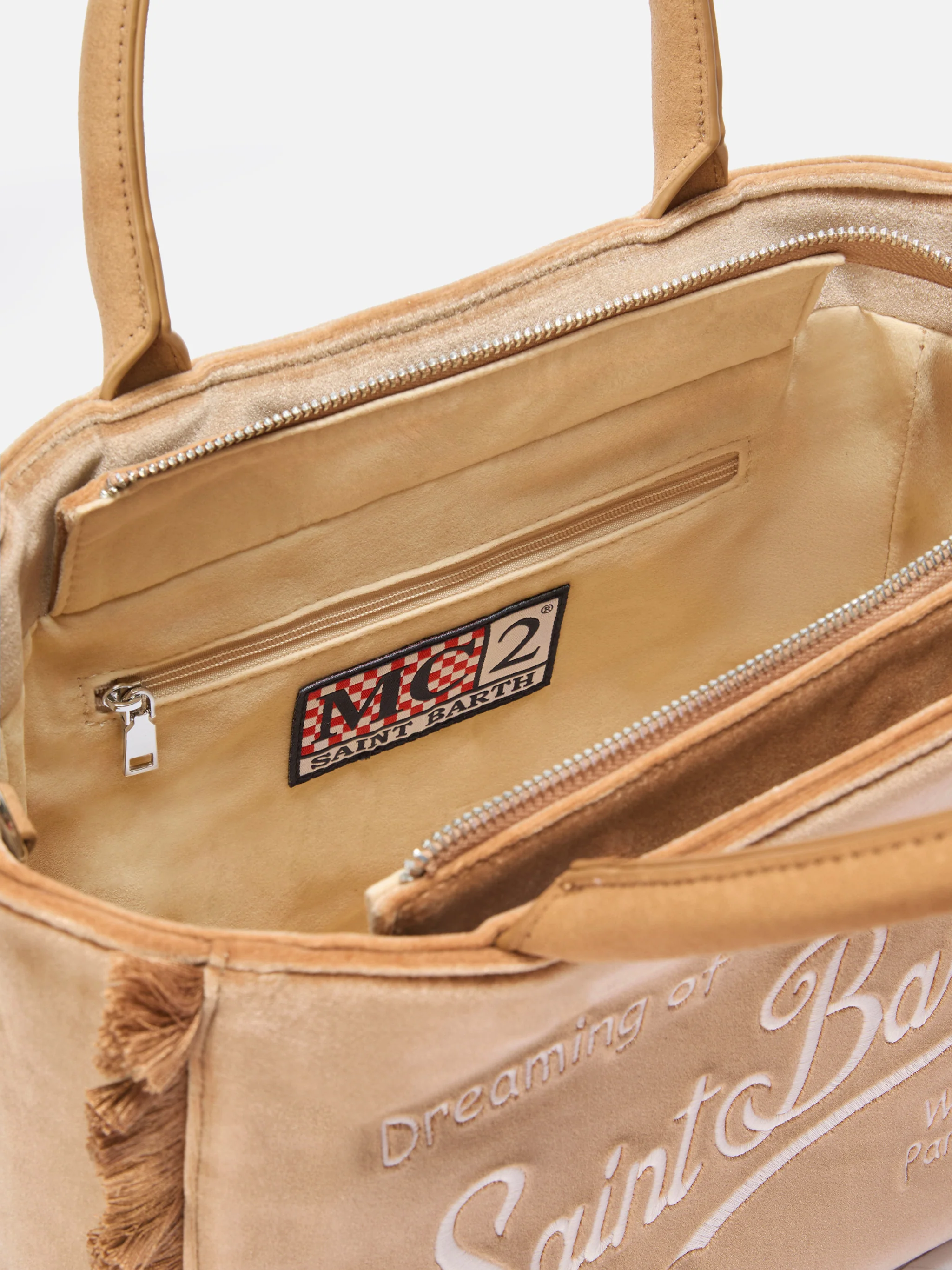 Colette Velvet beige bag - Image 5