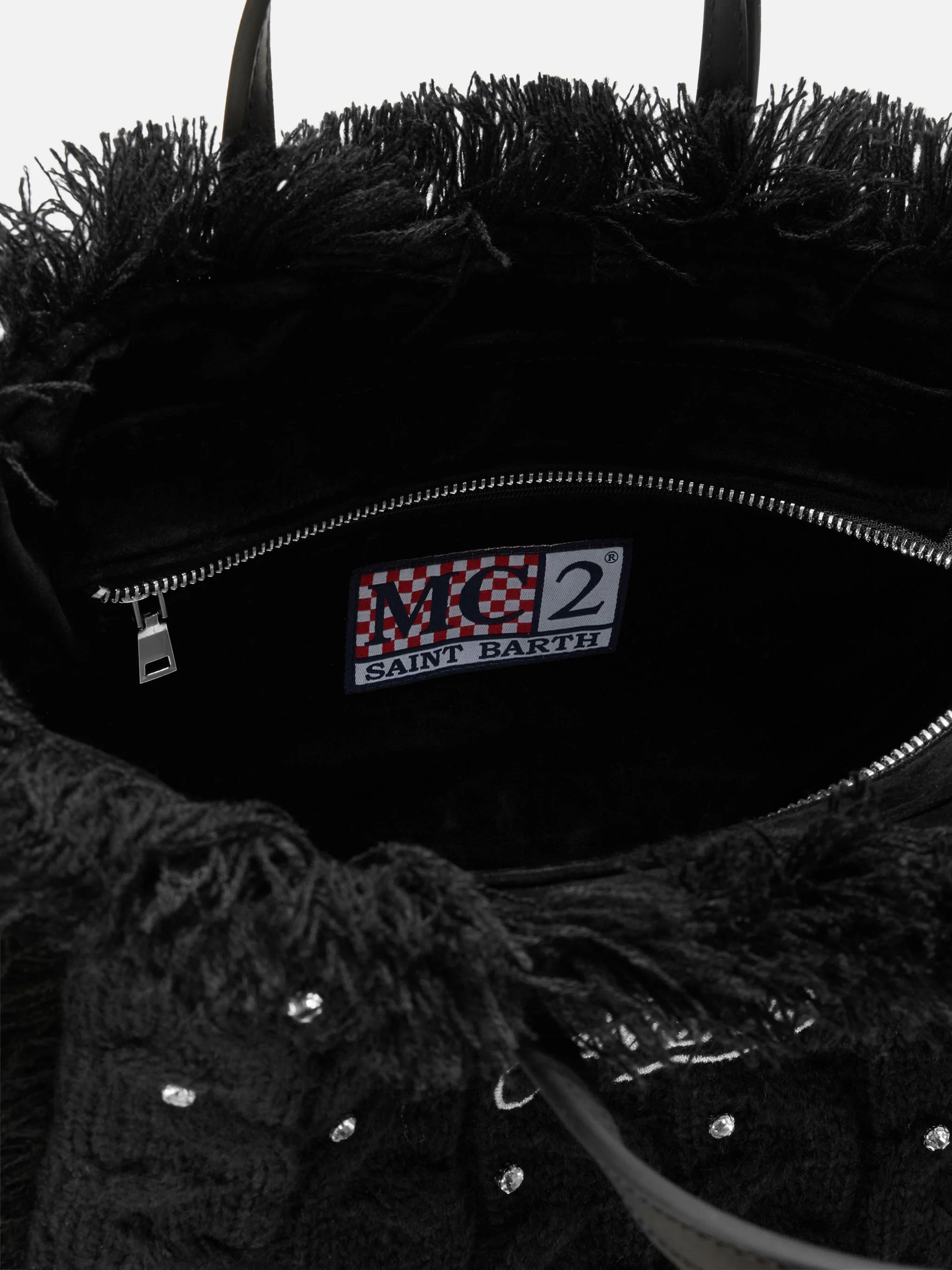 Colette Wool Braid Handbag in black braided wool blend with rhinestones - Image 5