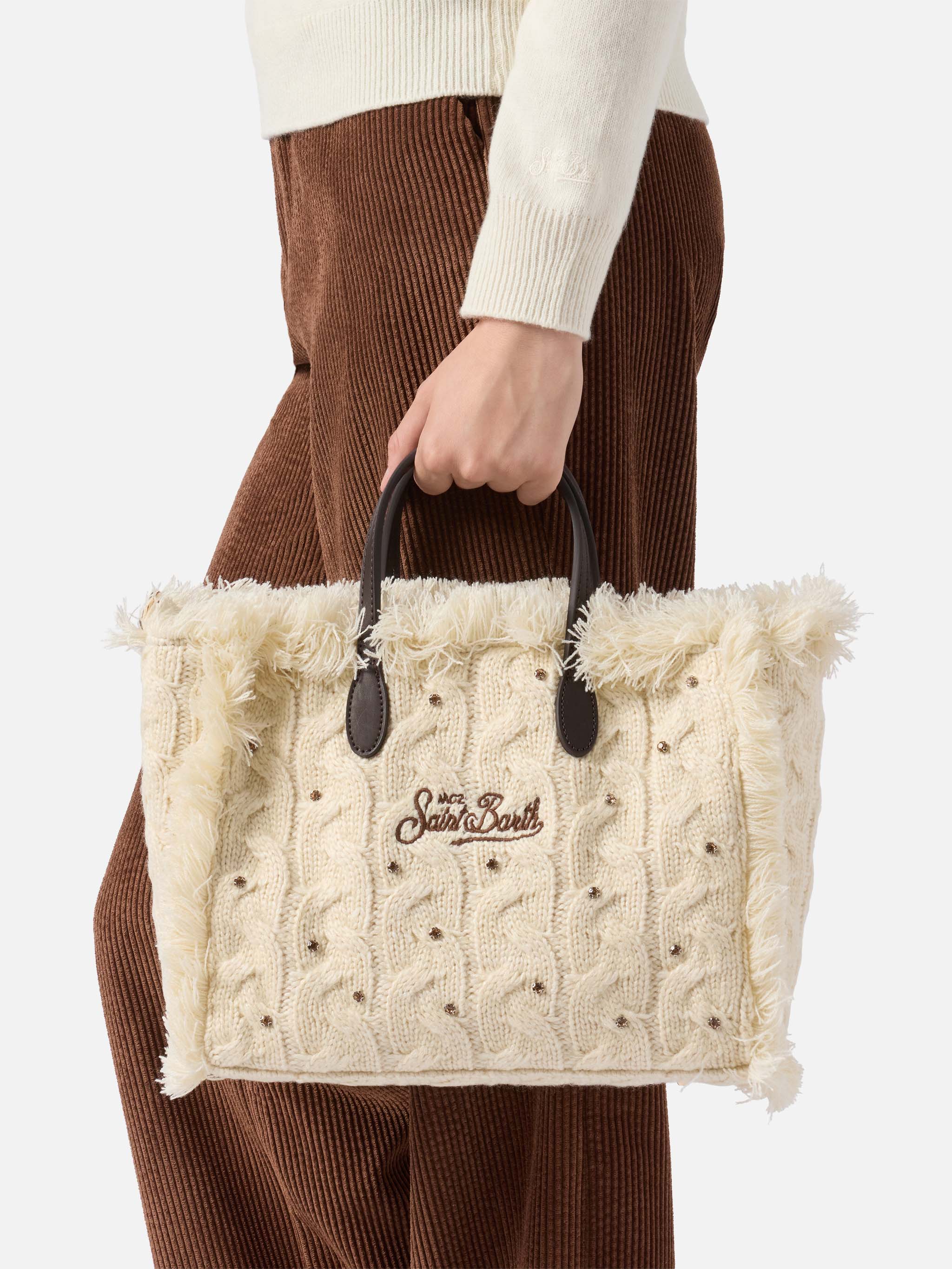 Colette Wool Braid white bag with rhinestones - Image 2