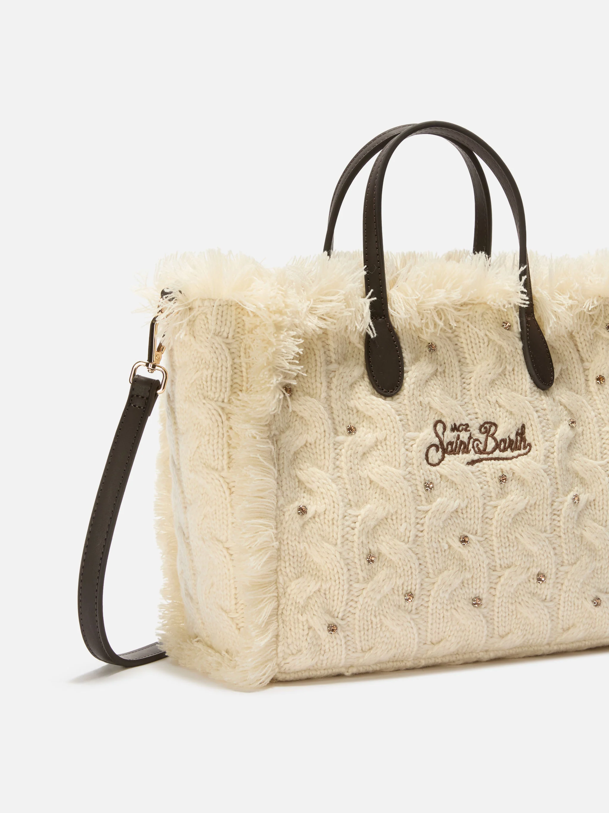 Colette Wool Braid white bag with rhinestones - Image 3