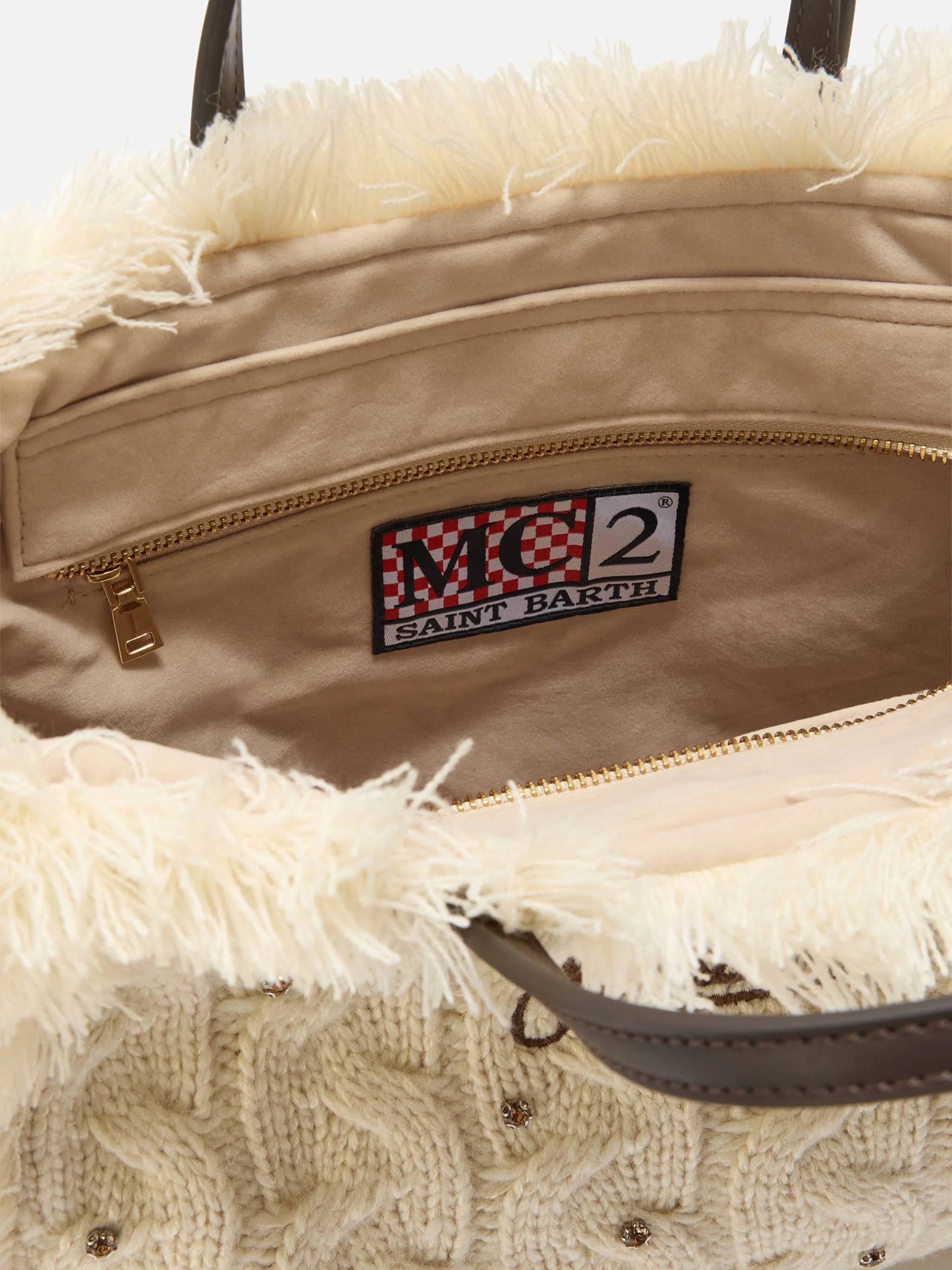 Colette Wool Braid white bag with rhinestones - Image 5