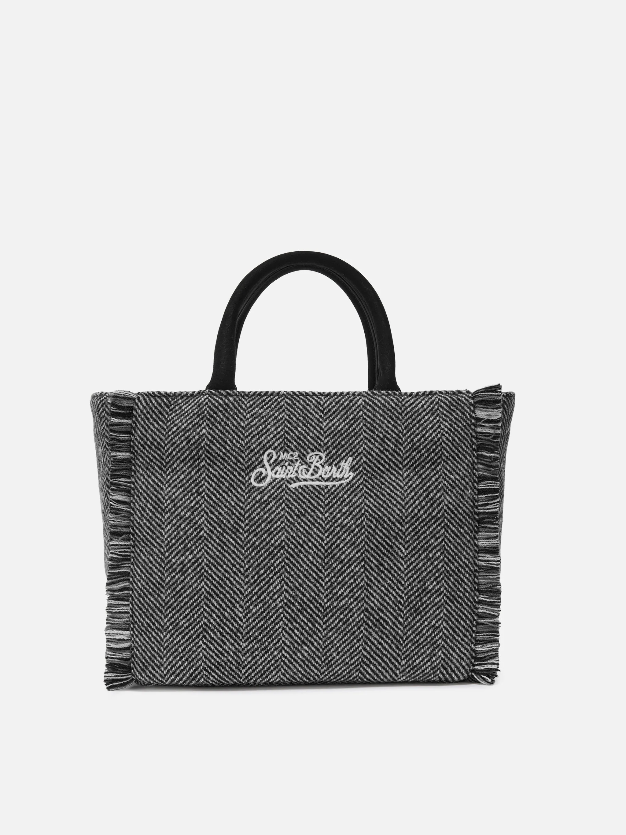 Colette Wool black and grey herringbone bag - Image 4