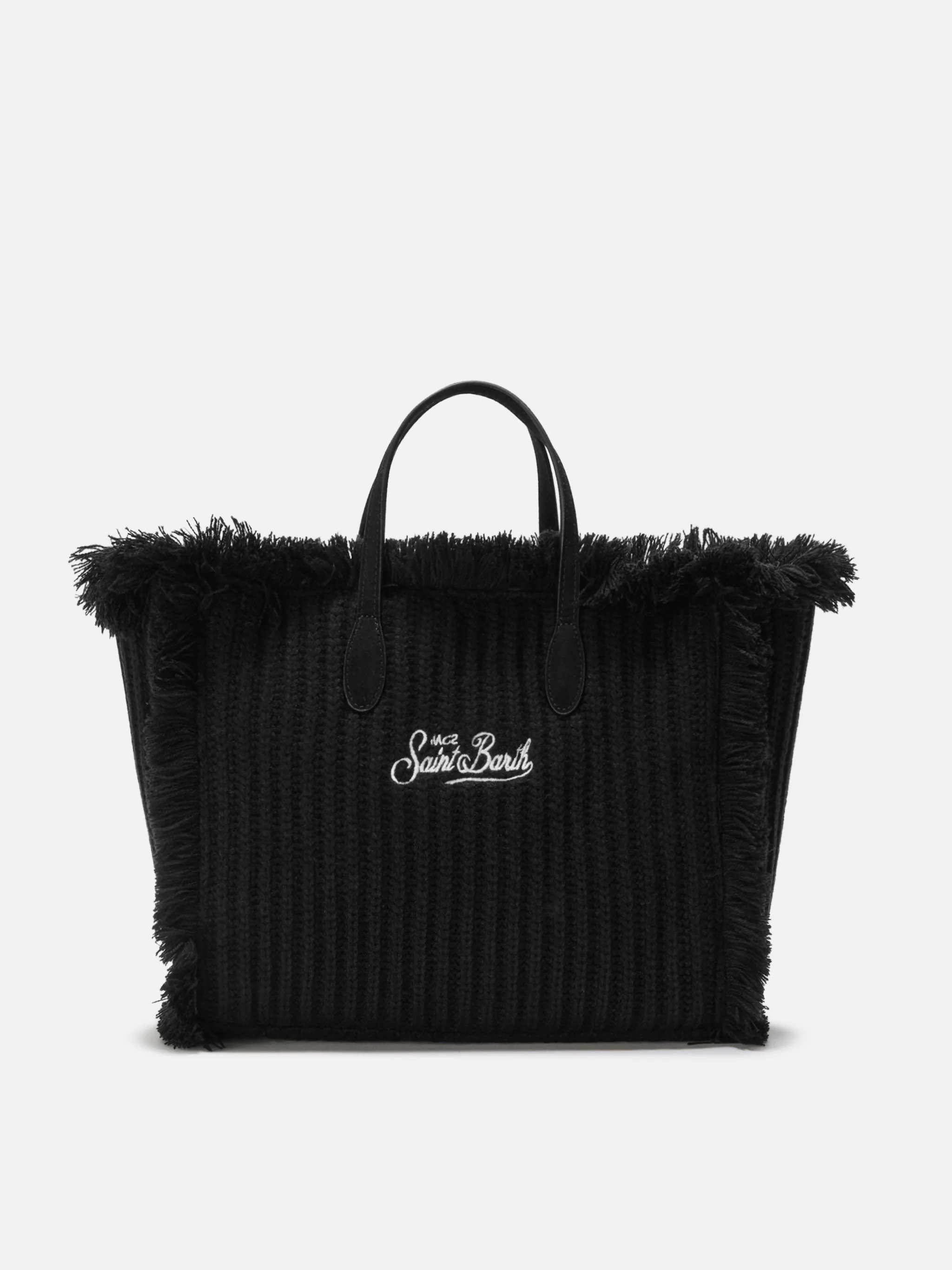 Colette Wool Rib Handbag in black braided wool effect - Image 4
