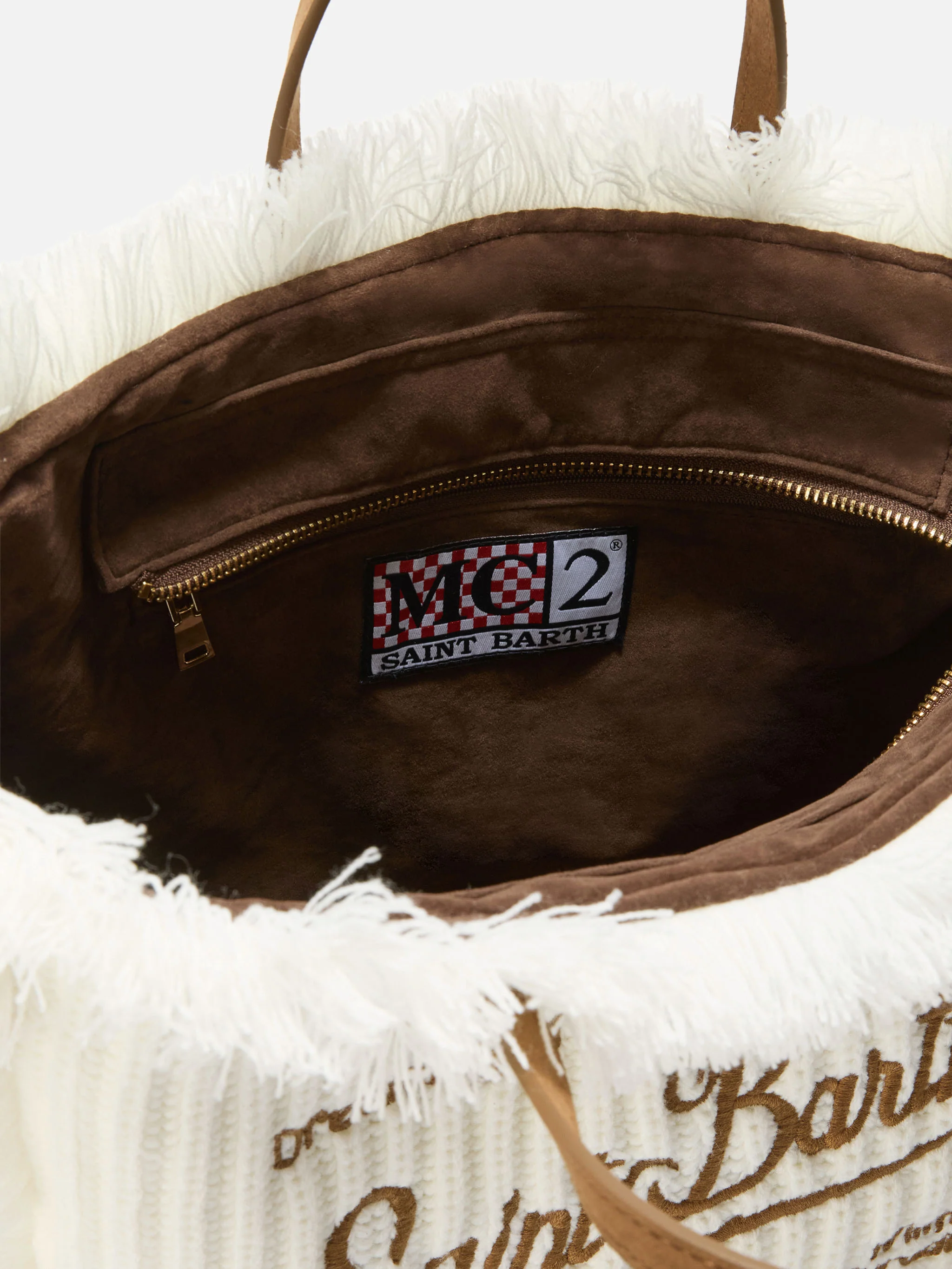 Colette Wool Rib Handbag in white braided wool effect - Image 5