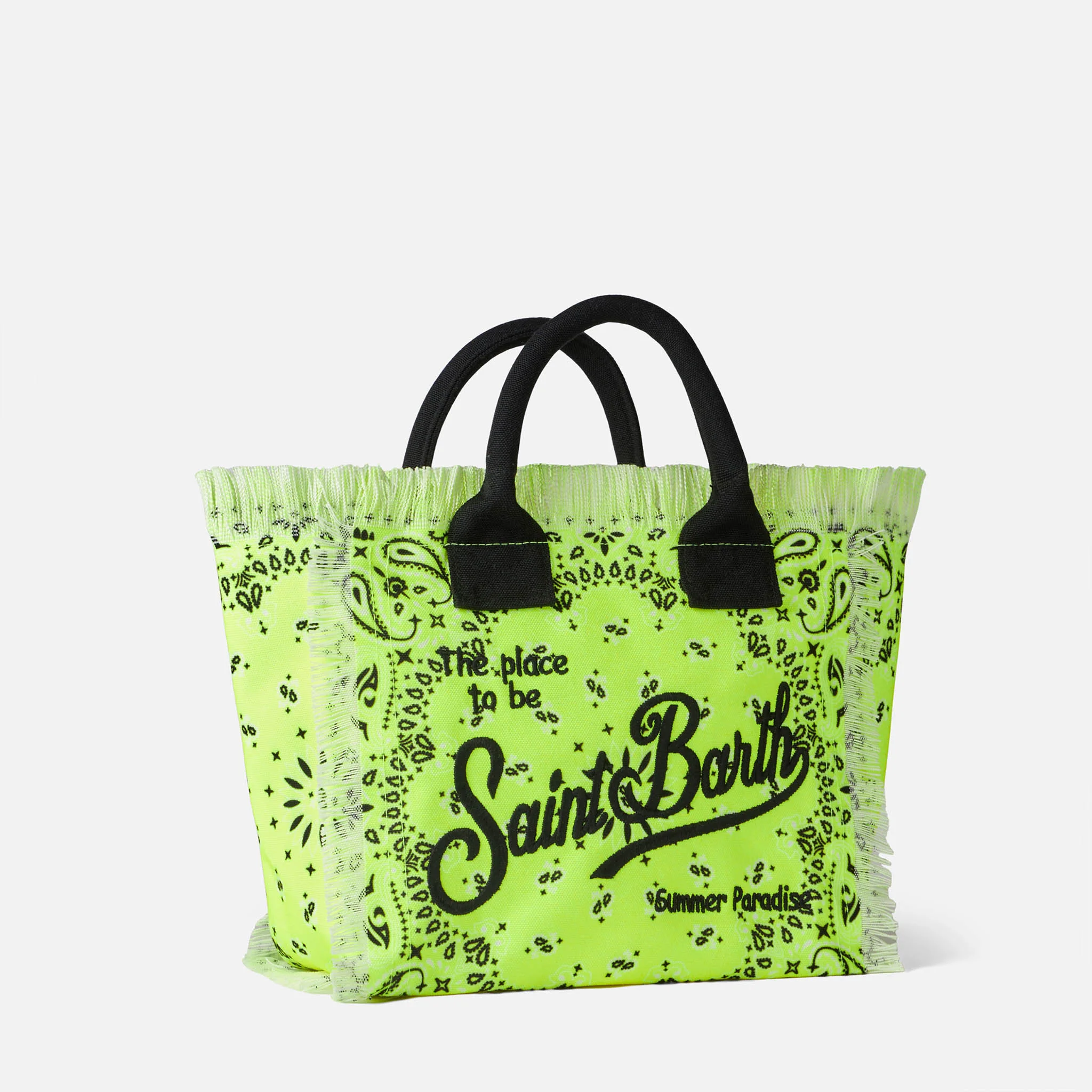 Colette fluo yellow handbag with bandanna print - Image 4