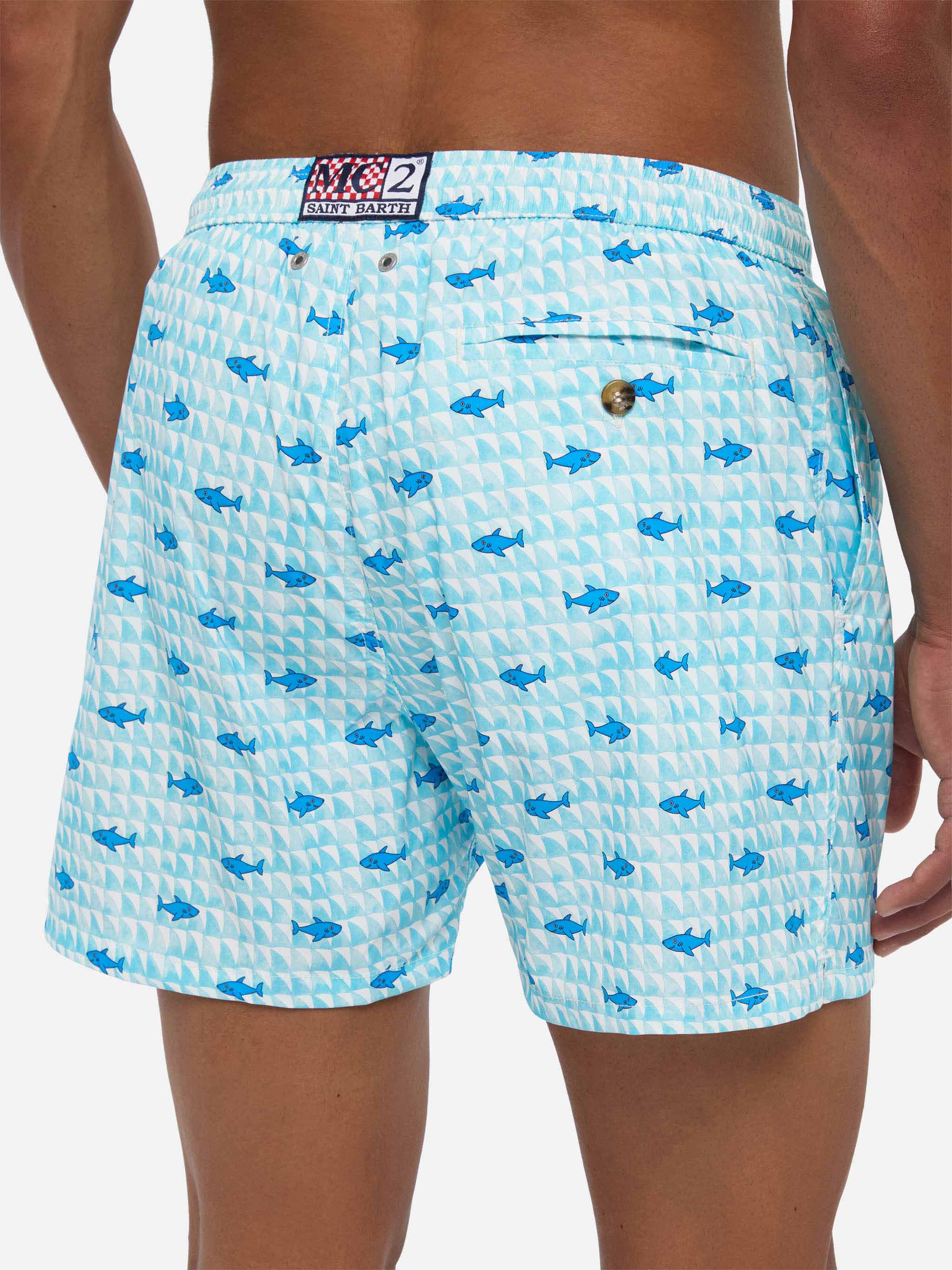 Comfort Light swim shorts with fin shark print - Image 6