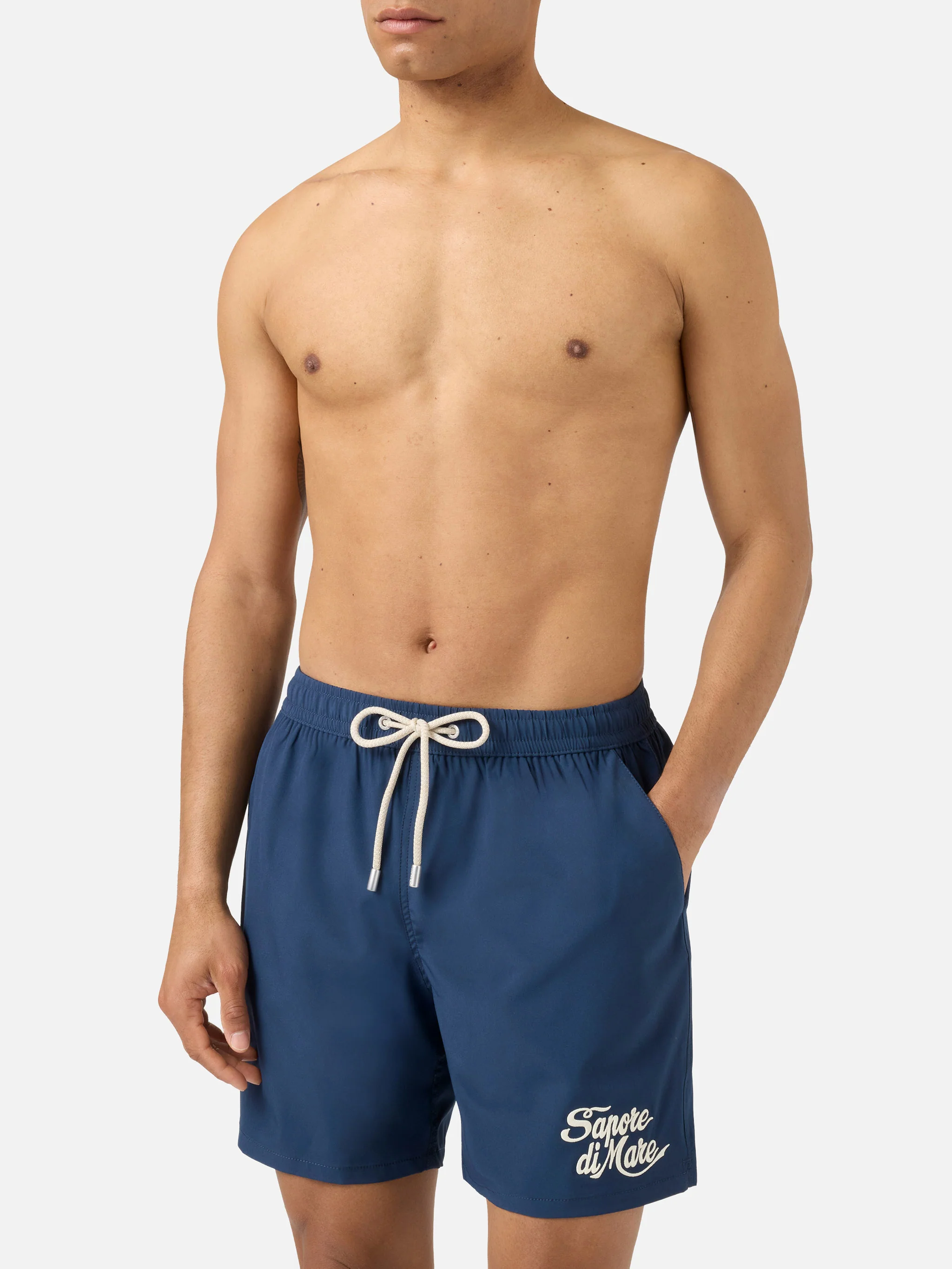 Comfort swim shorts in blue with Sapore di Mare embroidery | Special Edition - Image 3