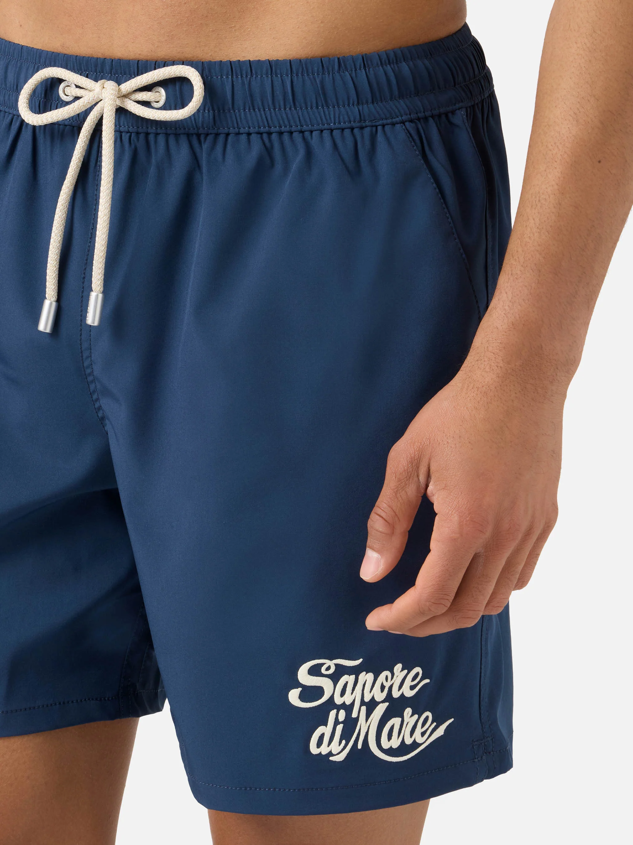 Comfort swim shorts in blue with Sapore di Mare embroidery | Special Edition - Image 4