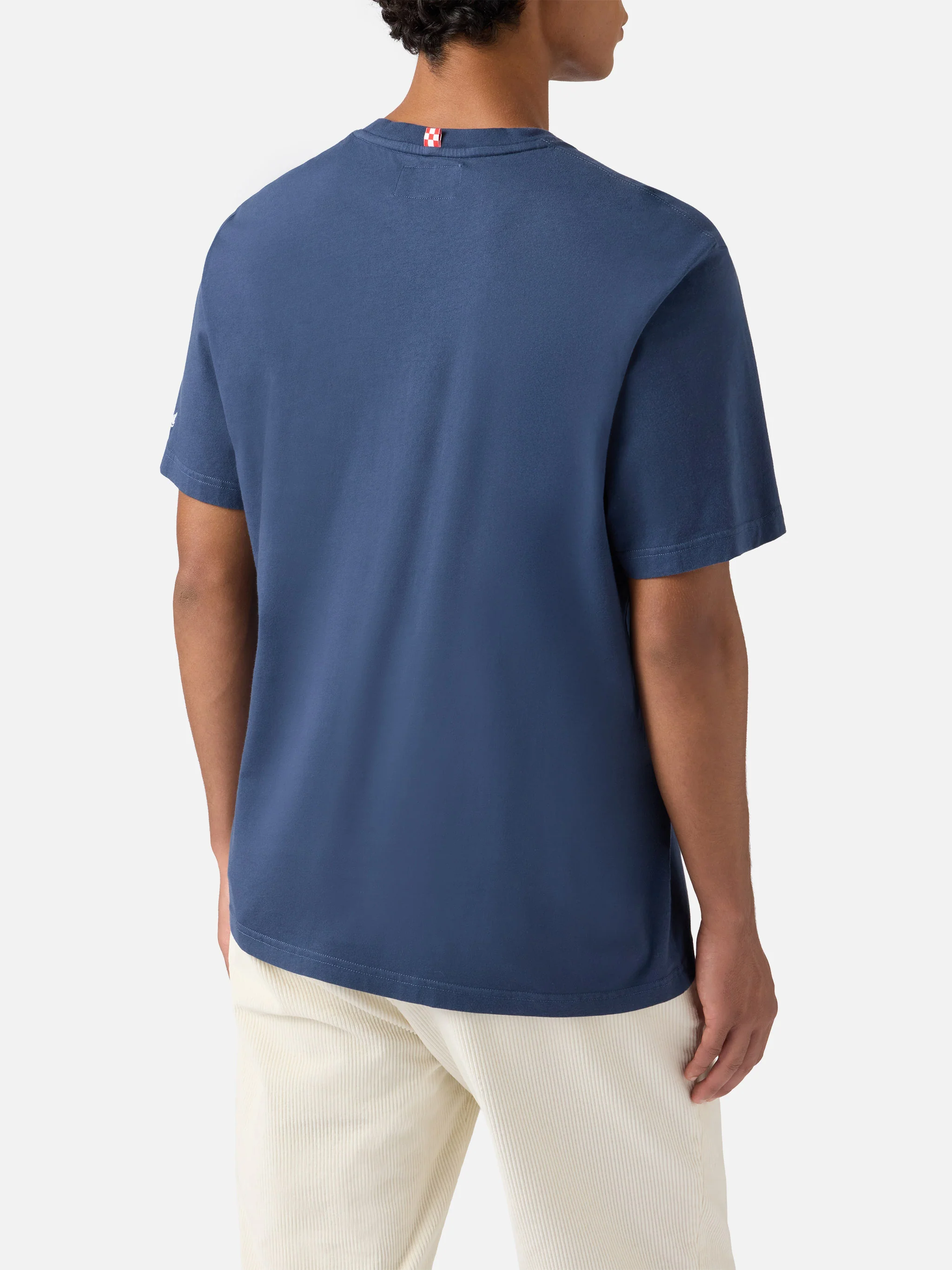 Connor cotton T-shirt in blue with Do you want a cola? pocket embroidery - Image 4