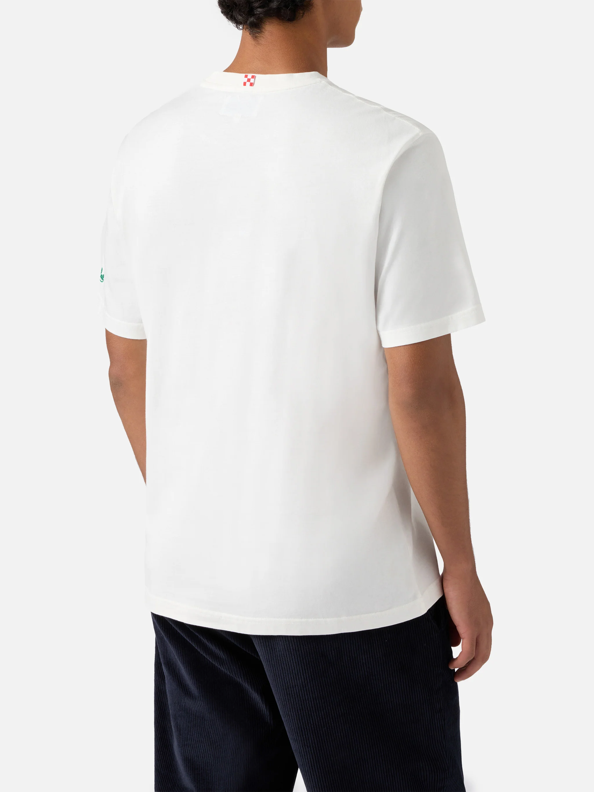 Connor cotton T-shirt in white with Va tutto al contrario pocket embroidery - Image 3