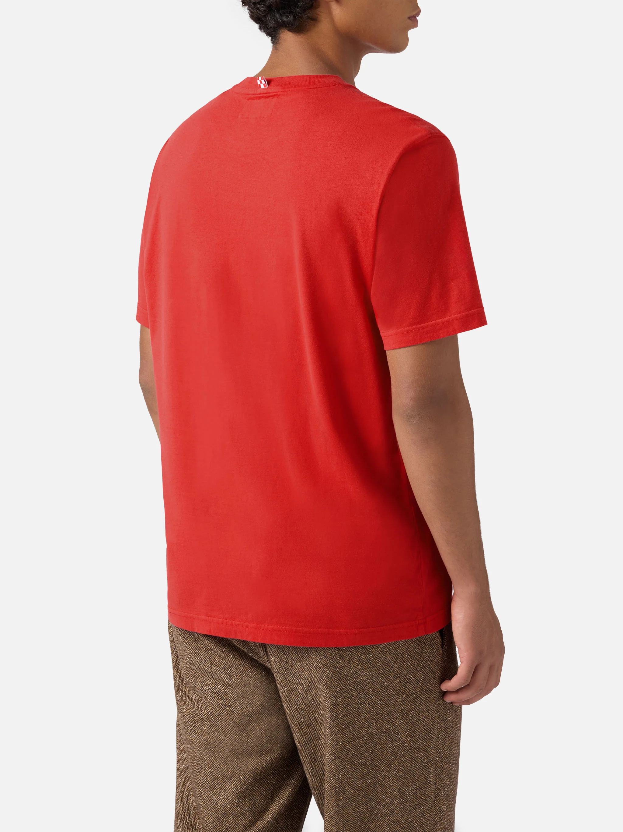 Connor winter cotton T-shirt in red with Dear Santa... pocket embroidery - Image 4