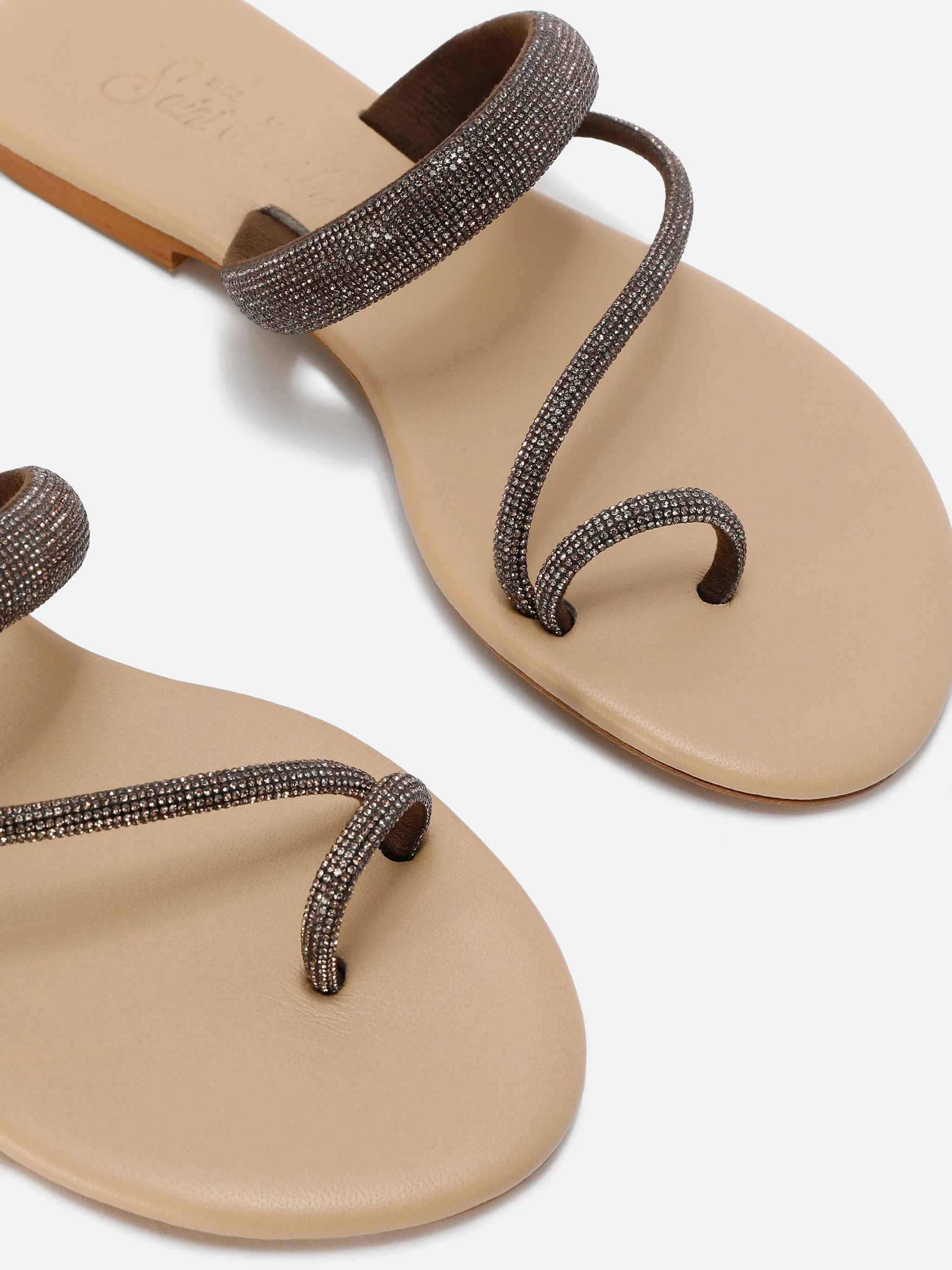 Cora Ring Sandal with brown rhinestones - Image 2