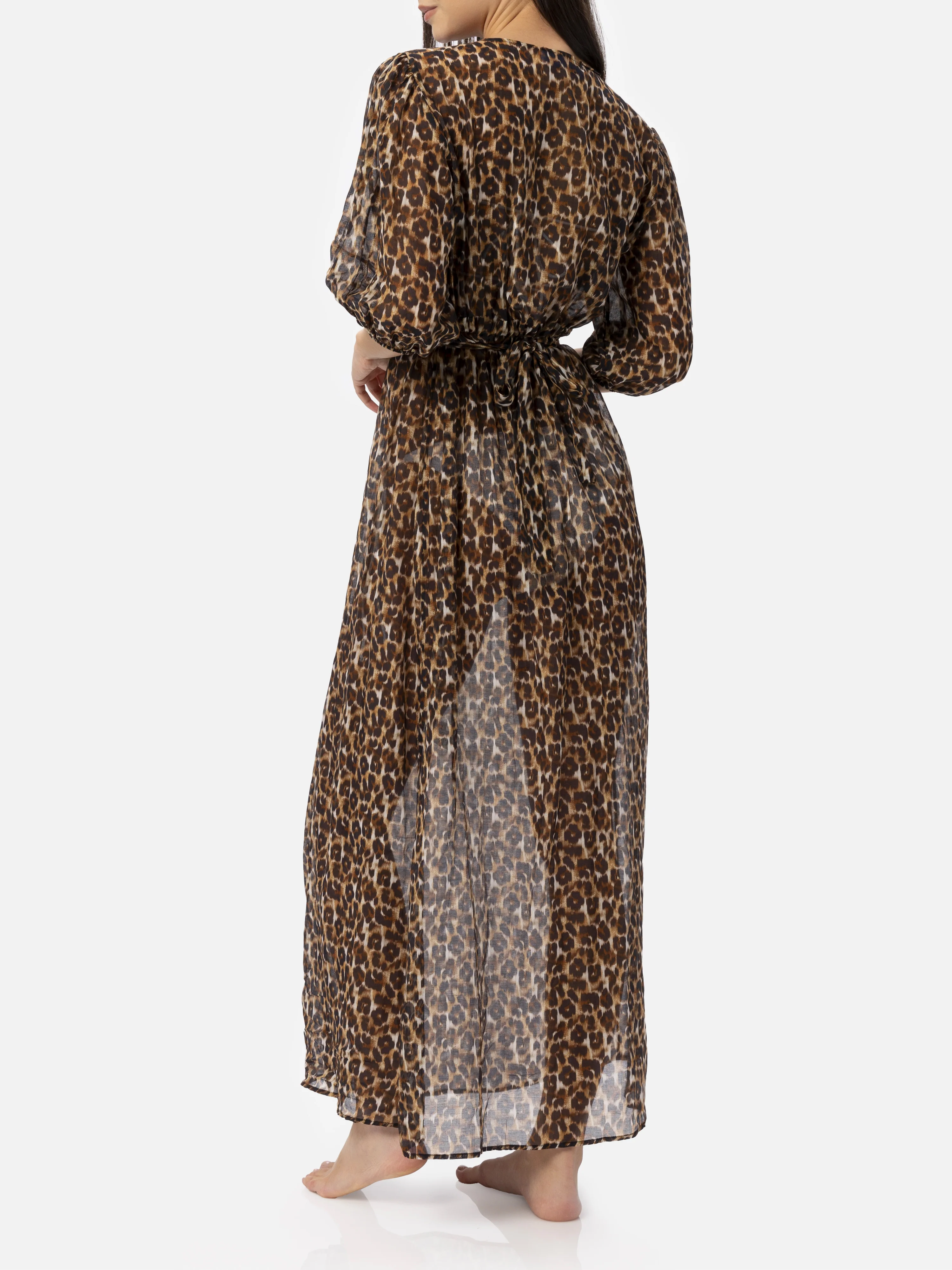 Cotton and silk long dress Bliss with animalier print - Image 4