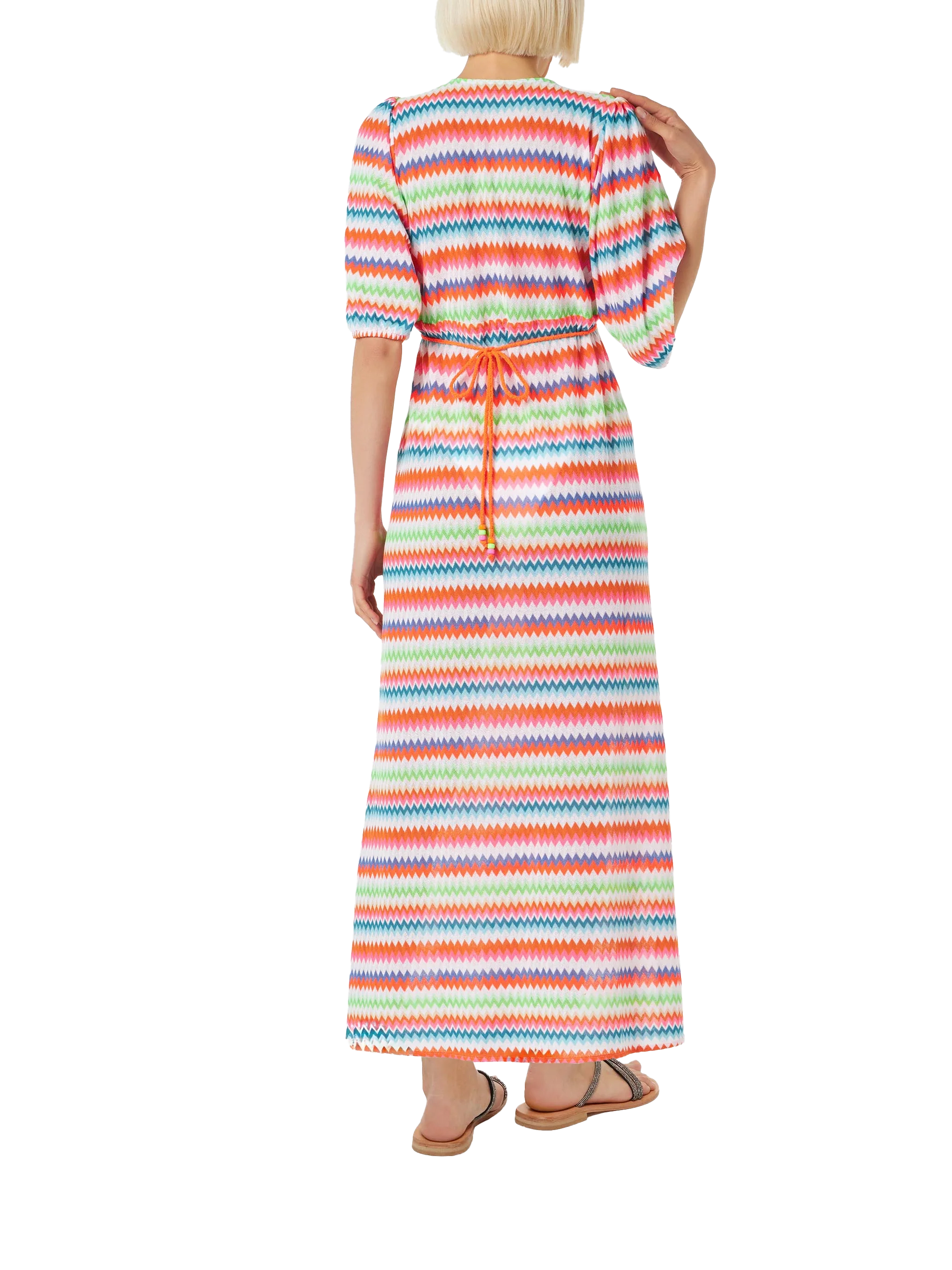 Chevron raschel knit long beach dress Bliss with striped pattern - Image 3
