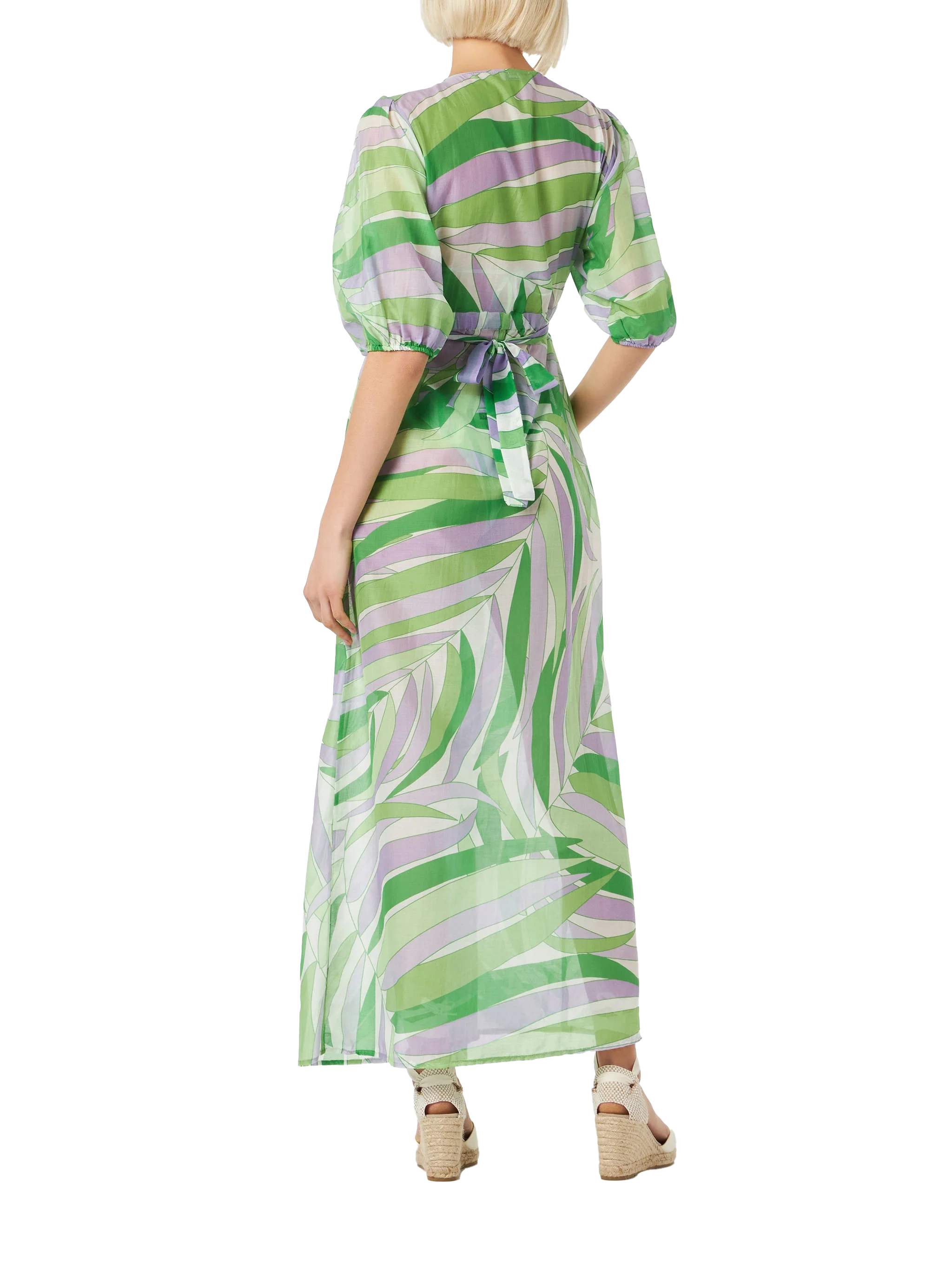 Cotton and silk long dress Bliss with palm print - Image 2
