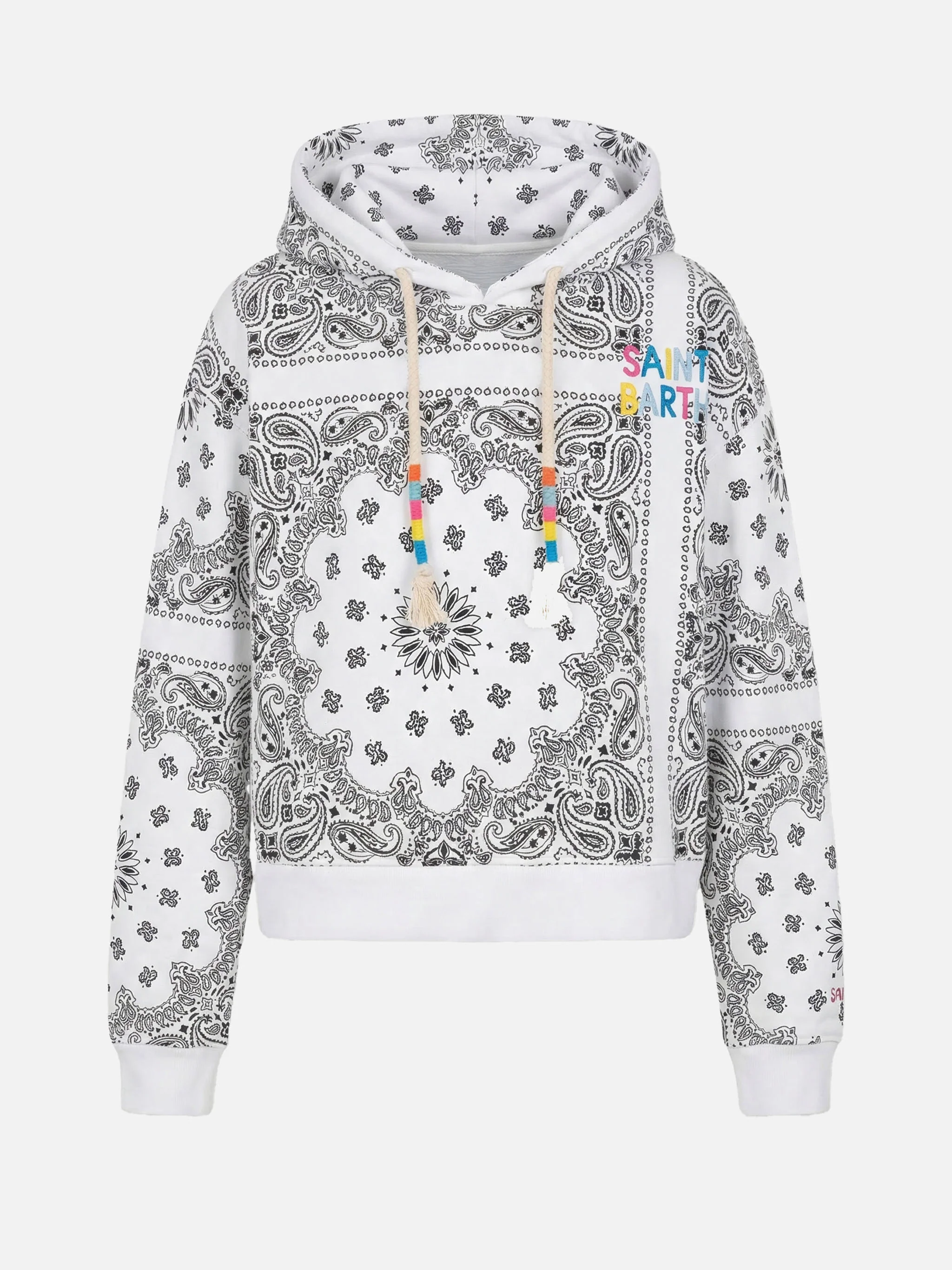 Cotton bandana hoodie with Saint Barth embroidery