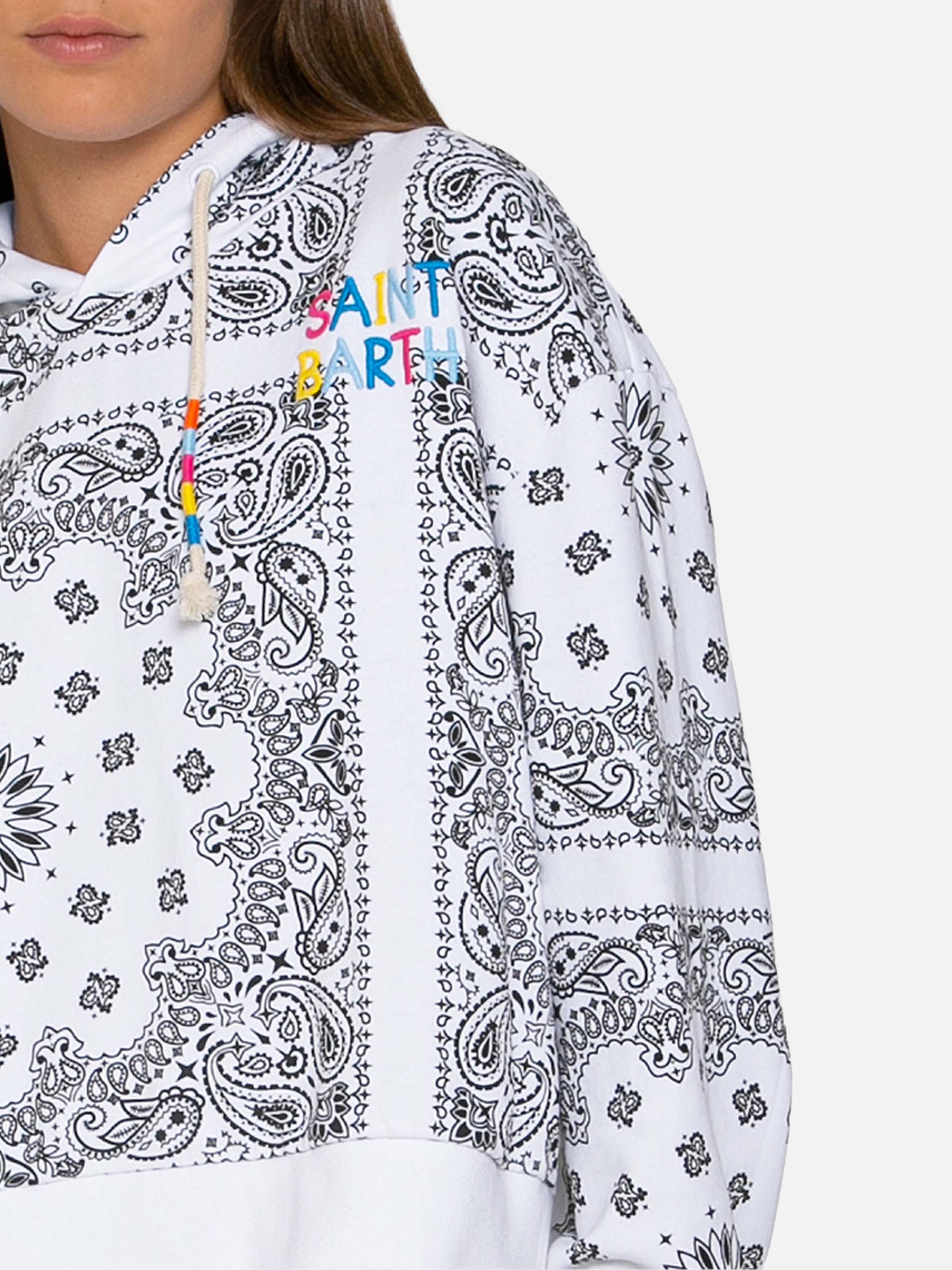 Cotton bandana hoodie with Saint Barth embroidery - Image 2