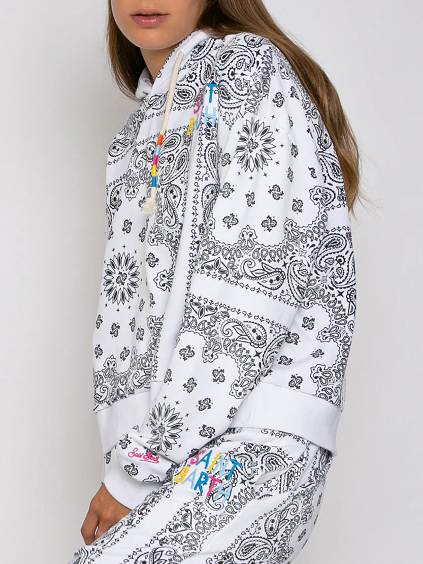 Cotton bandana hoodie with Saint Barth embroidery - Image 3