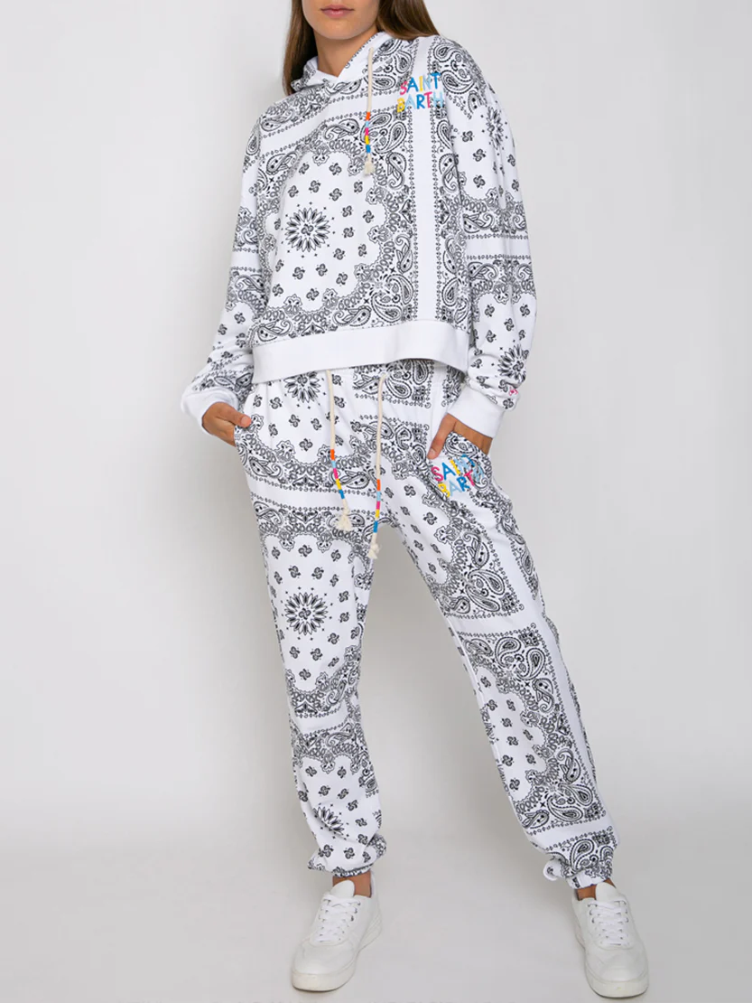 Cotton bandana hoodie with Saint Barth embroidery - Image 4