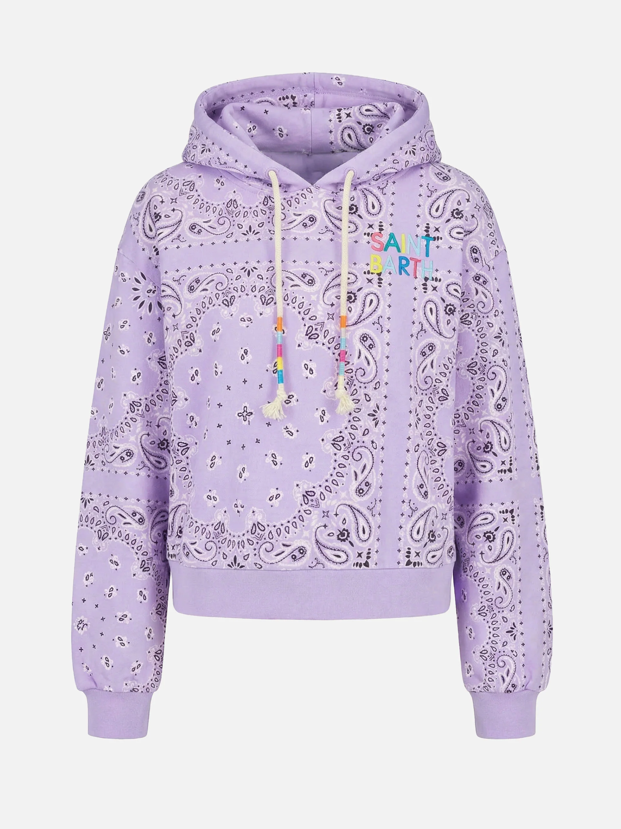 Cotton bandana hoodie with Saint Barth embroidery