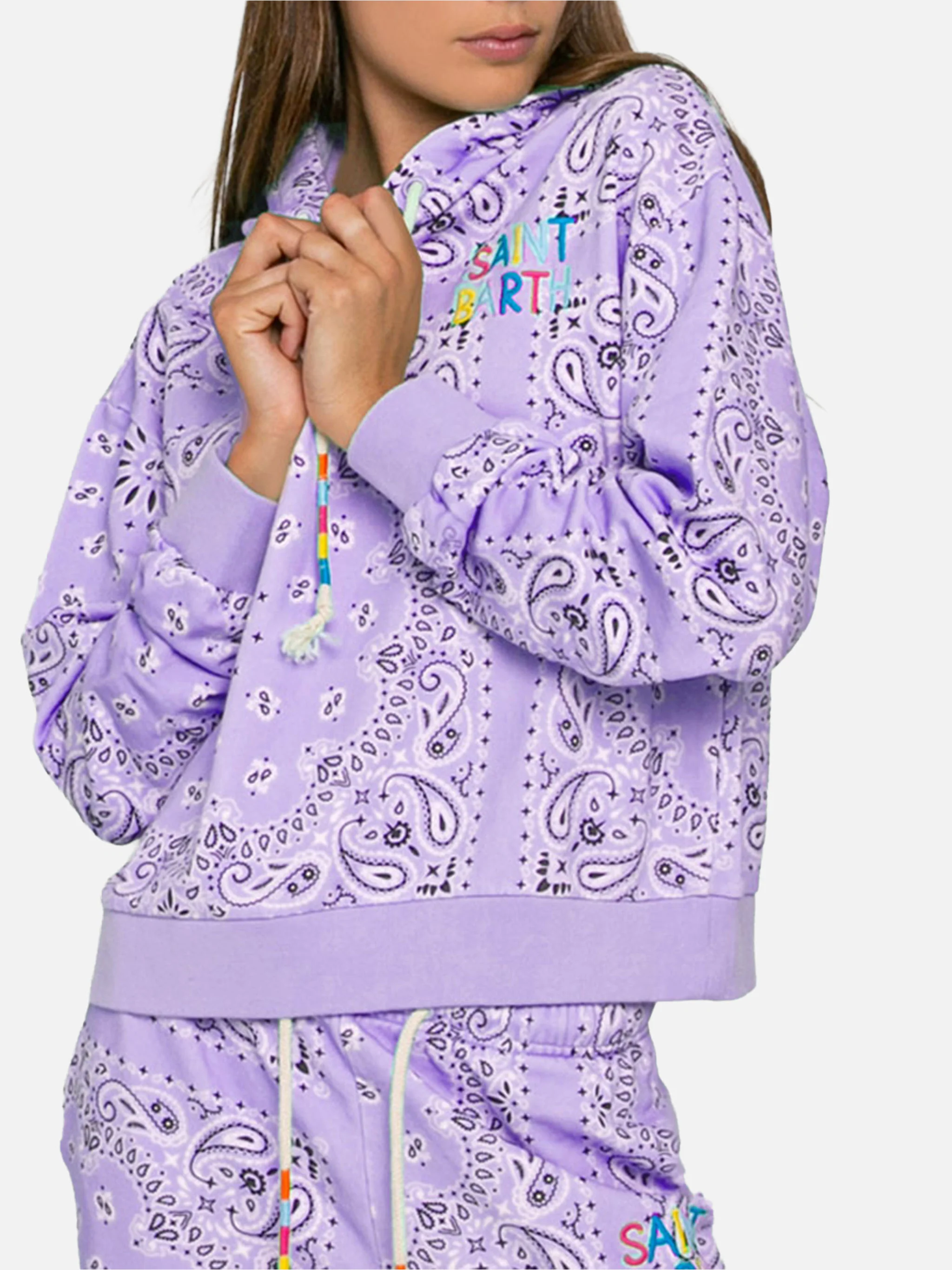 Cotton bandana hoodie with Saint Barth embroidery - Image 2