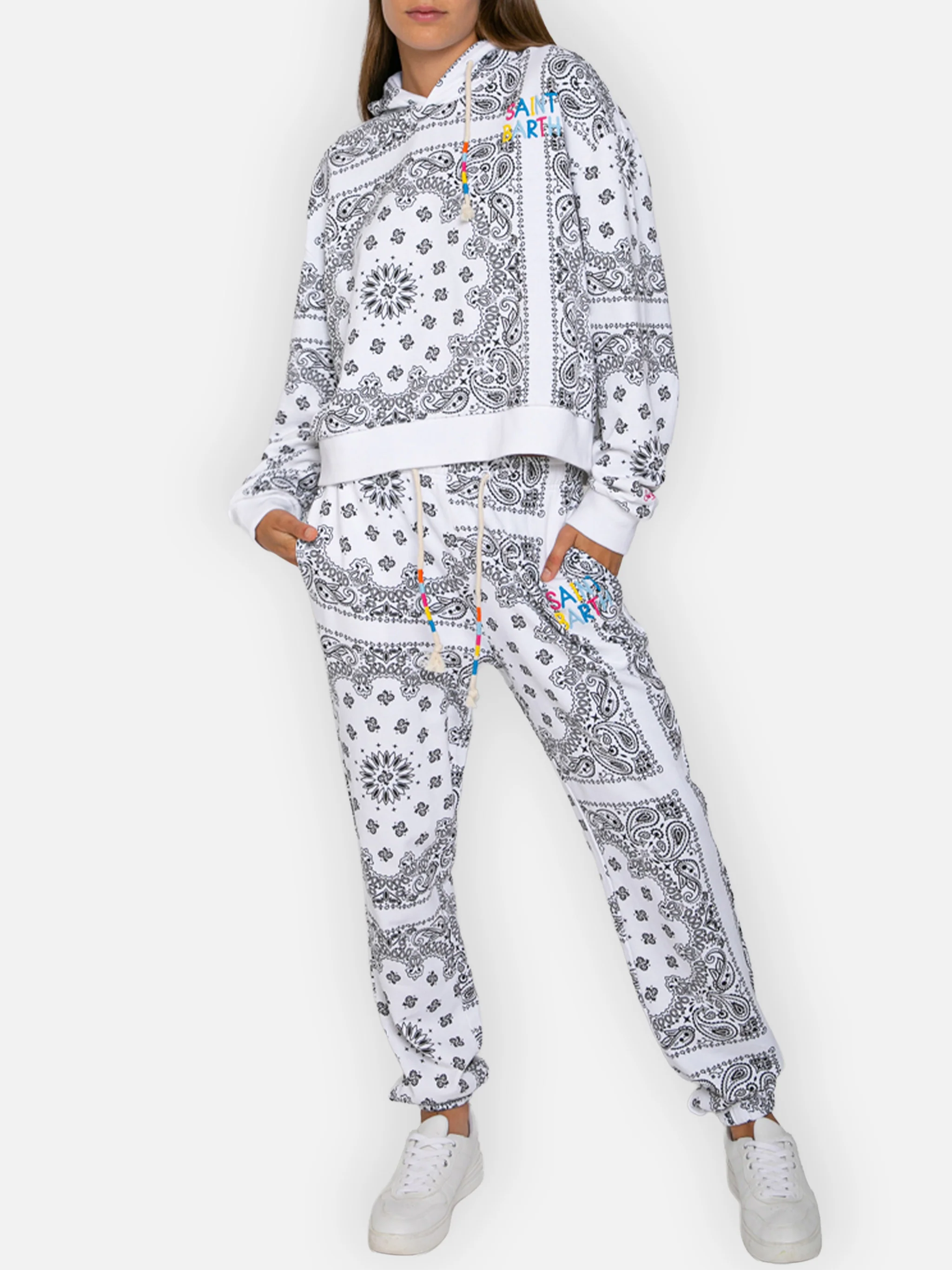 Cotton bandana joggers with Saint Barth embroidery - Image 2