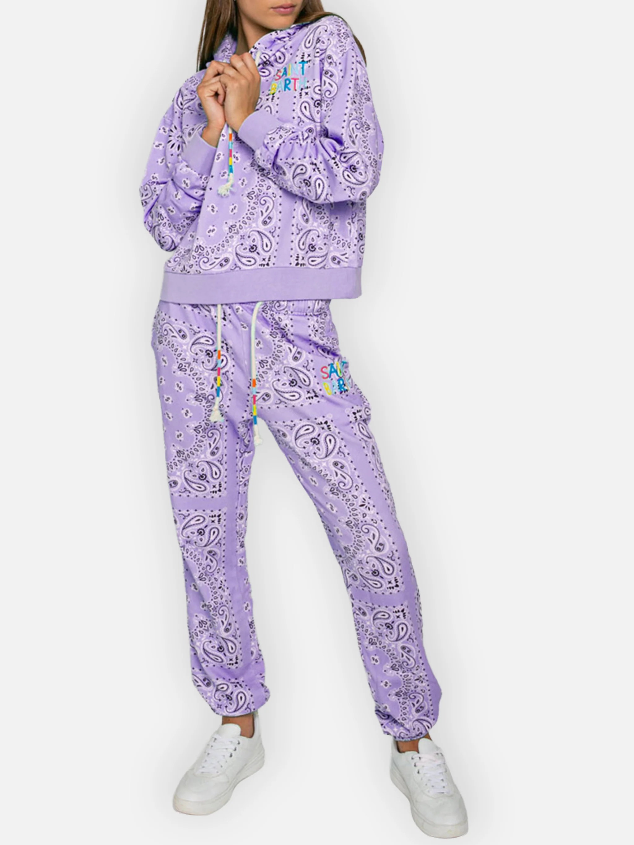 Cotton bandana joggers with Saint Barth embroidery - Image 2