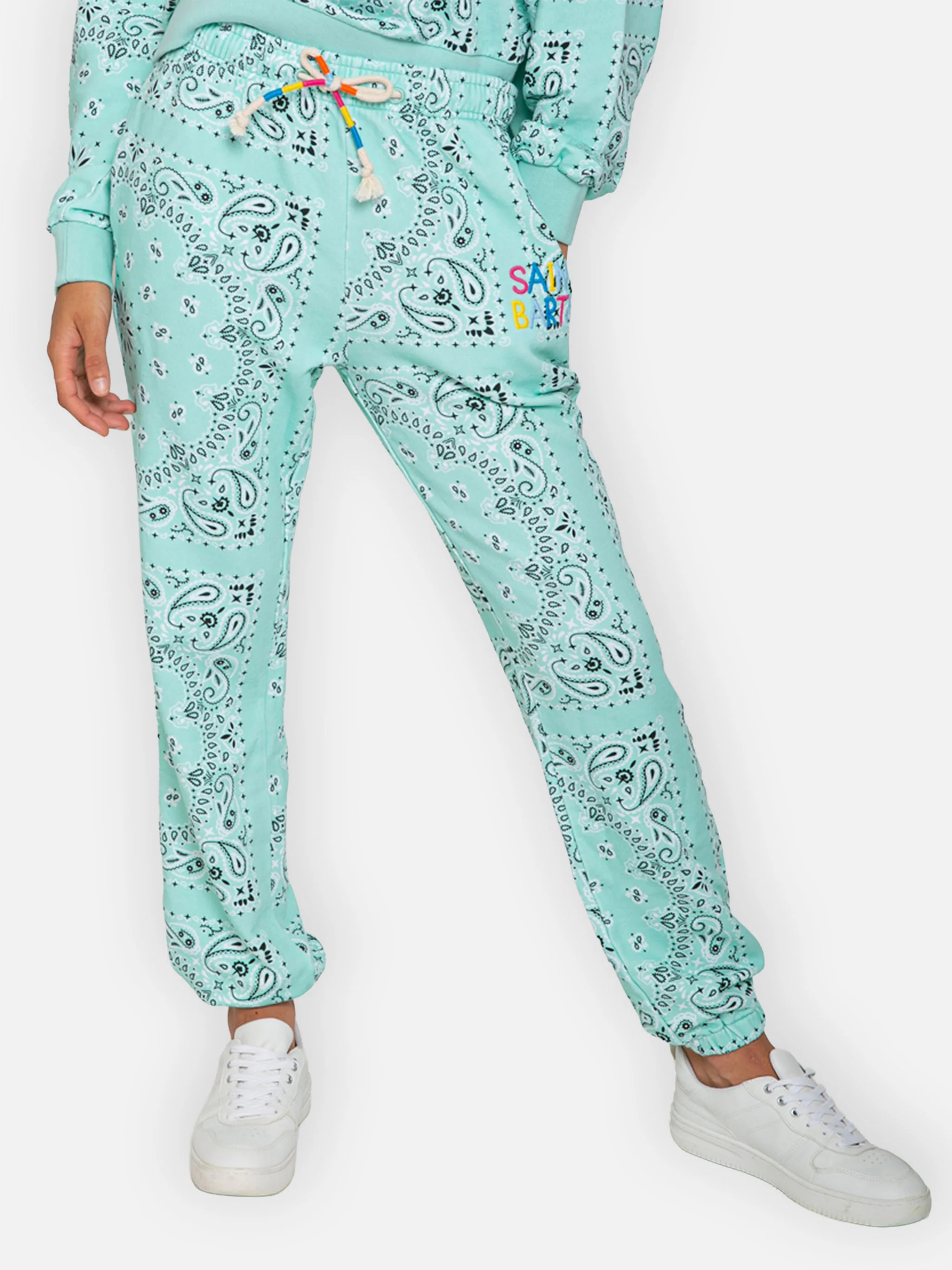 Cotton bandanna joggers with Saint Barth embroidery - Image 2