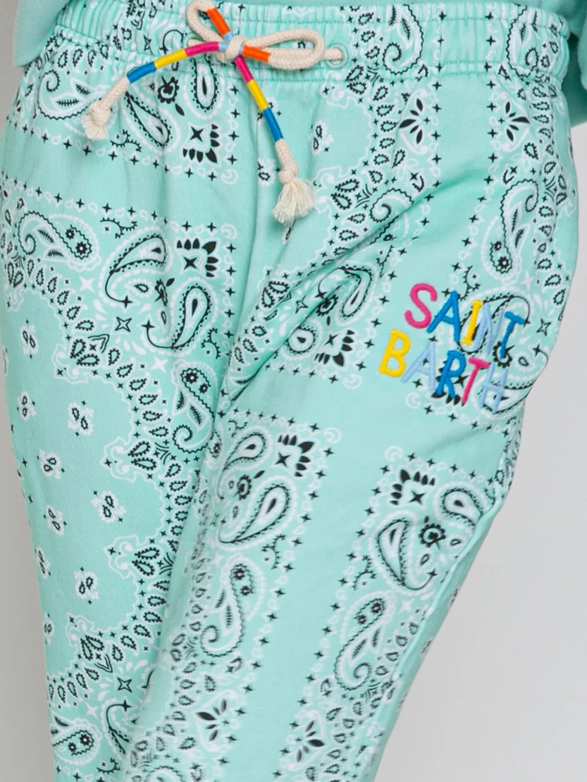 Cotton bandanna joggers with Saint Barth embroidery - Image 4