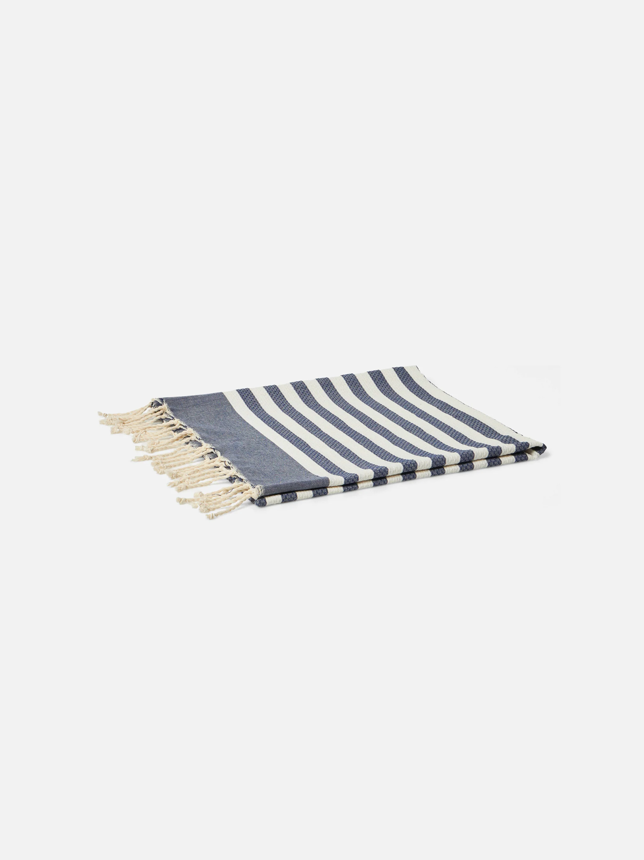 Cotton beach towel Fouta with navy blue striped print - Image 2