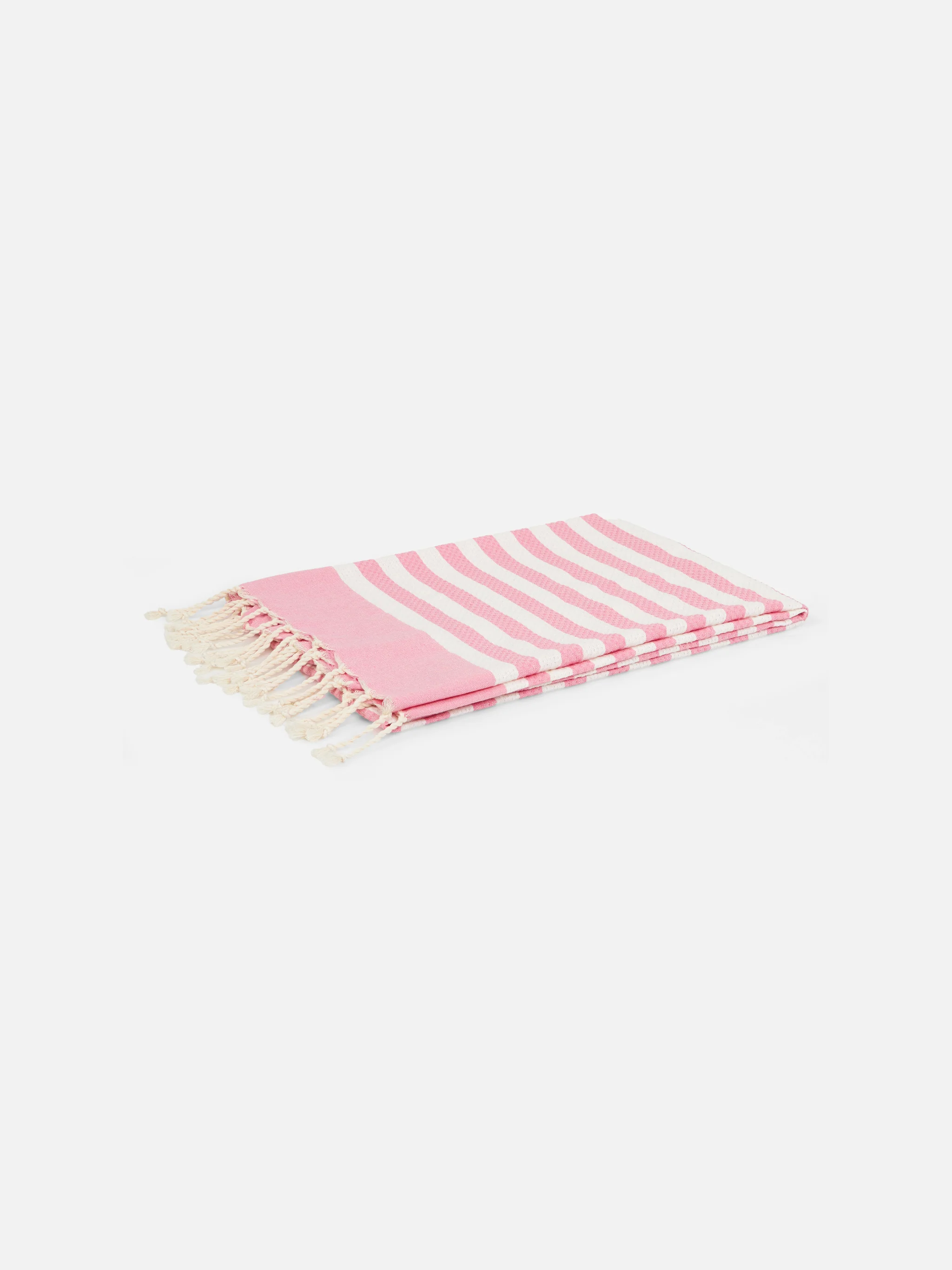 Cotton beach towel Fouta with pink striped print - Image 2