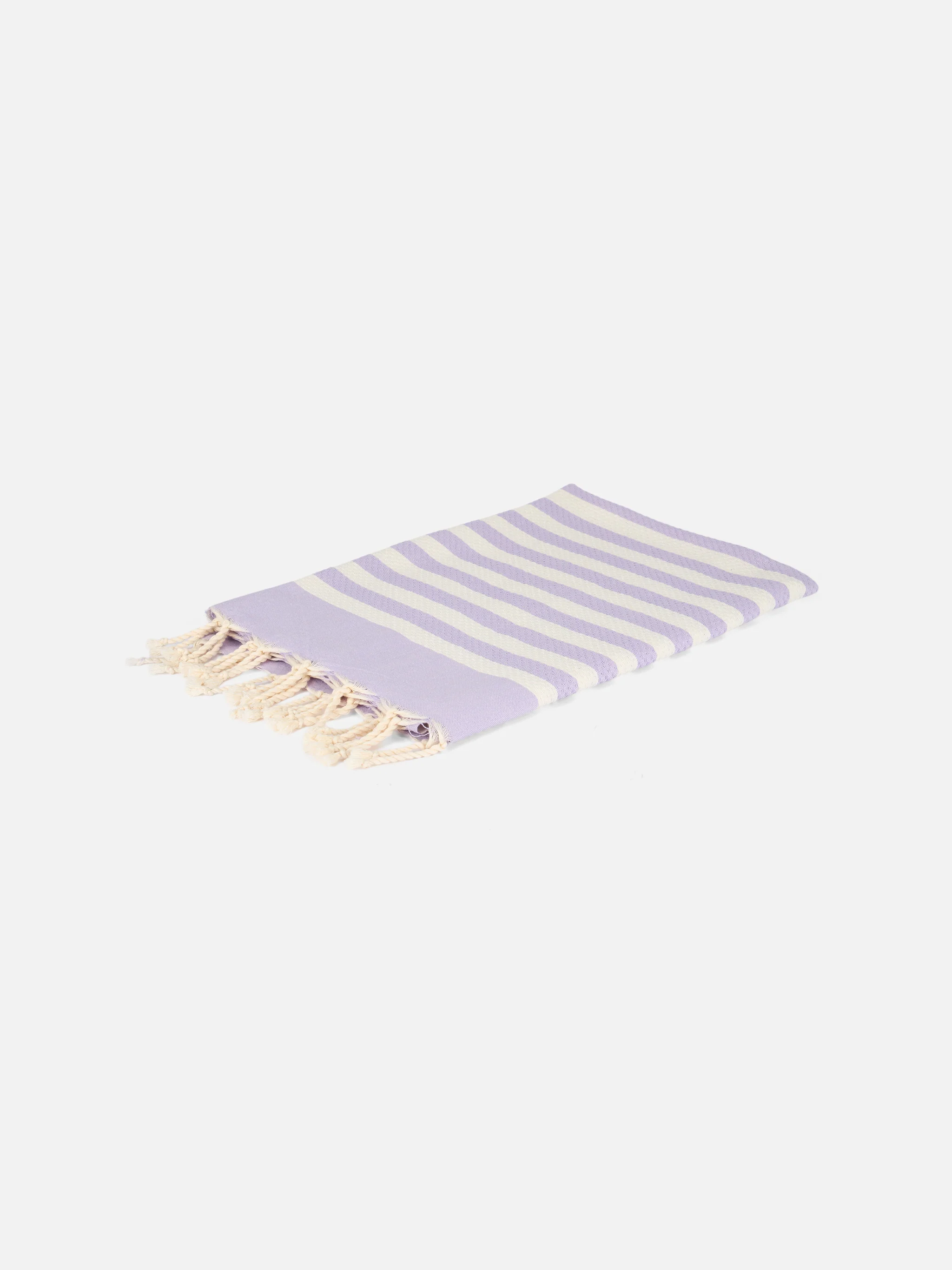 Cotton beach towel Fouta with purple striped print - Image 2
