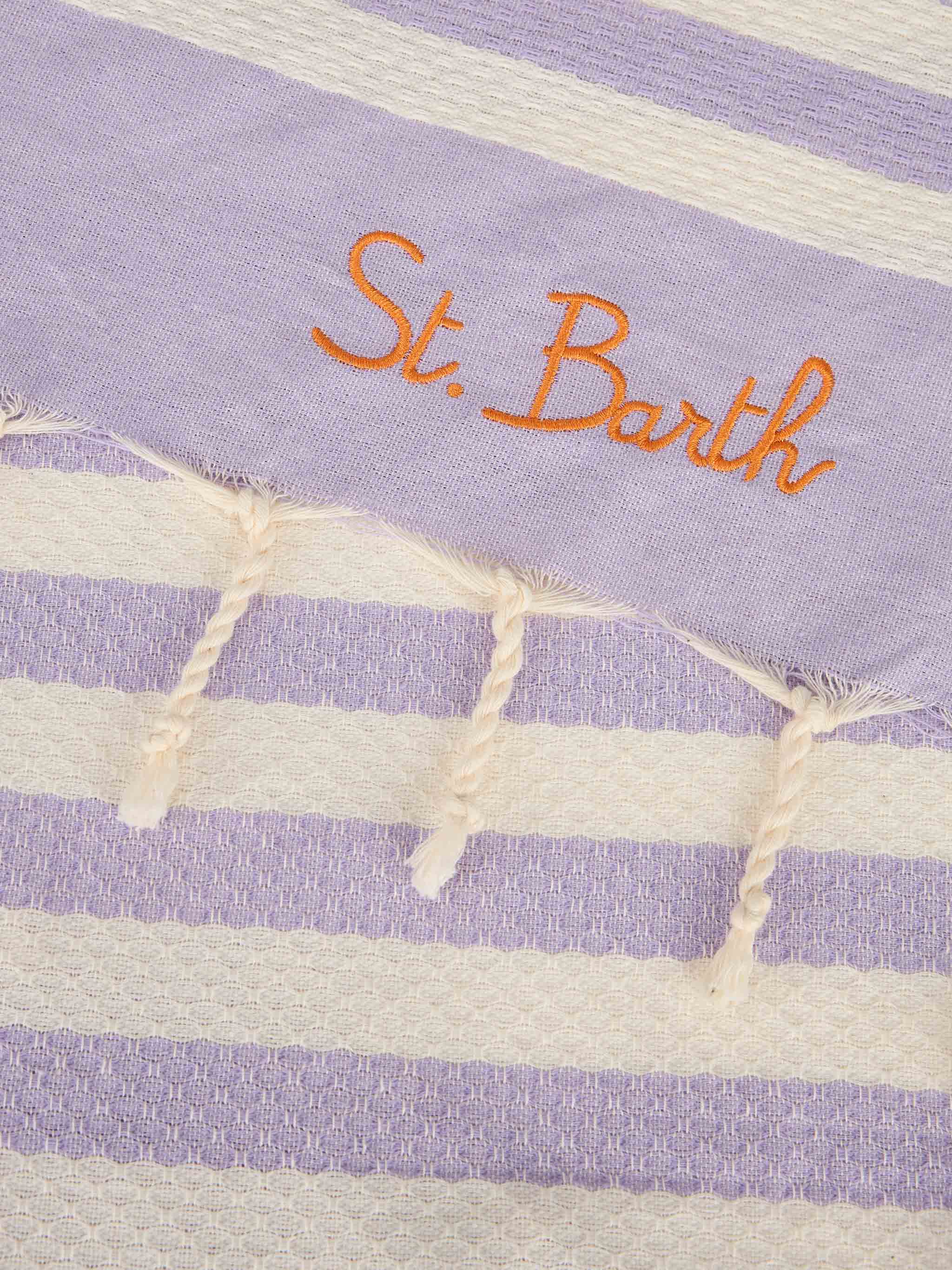 Cotton beach towel Fouta with purple striped print - Image 3