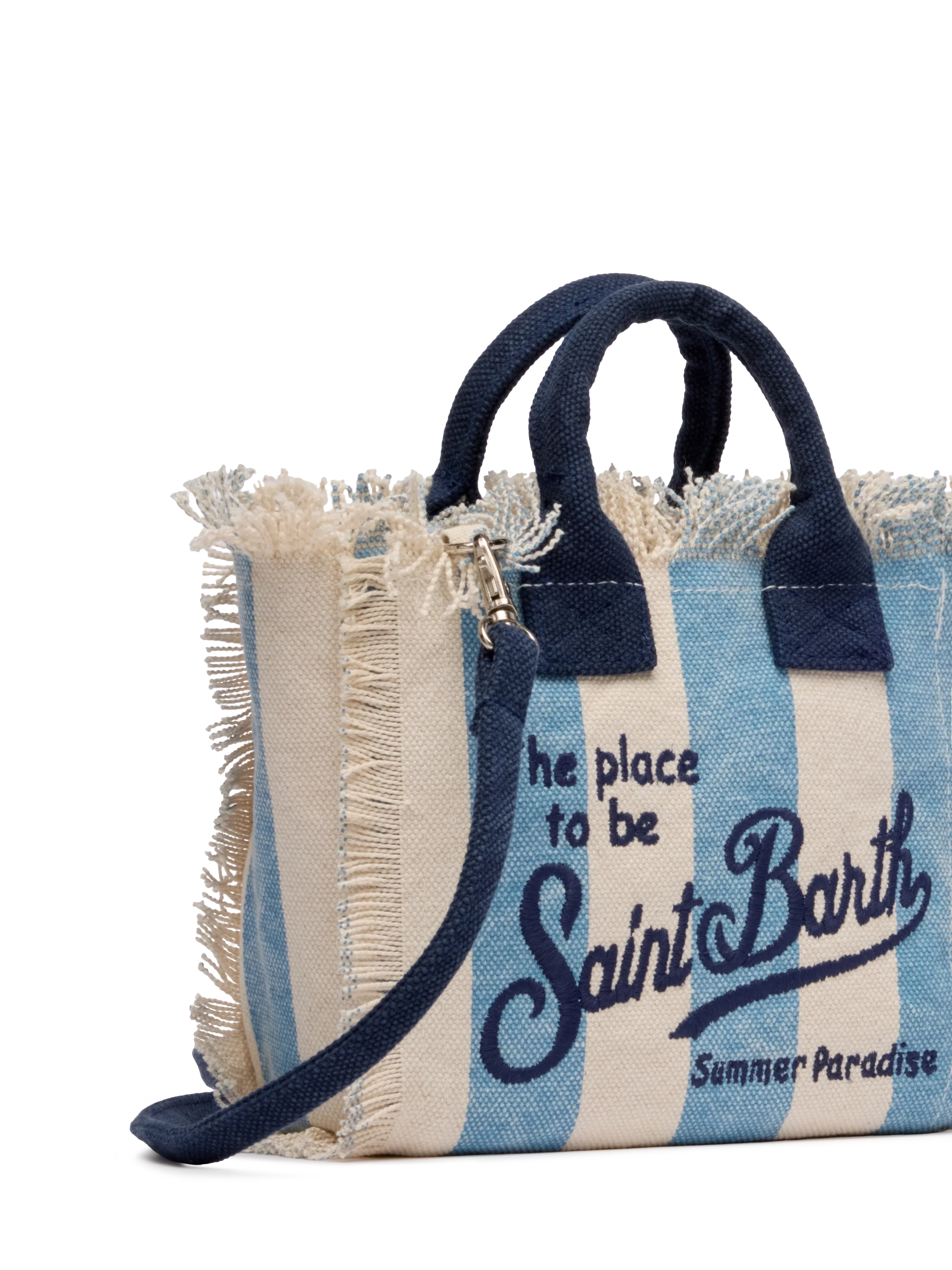 Cotton canvas Mini Vanity bag with striped print - Image 3