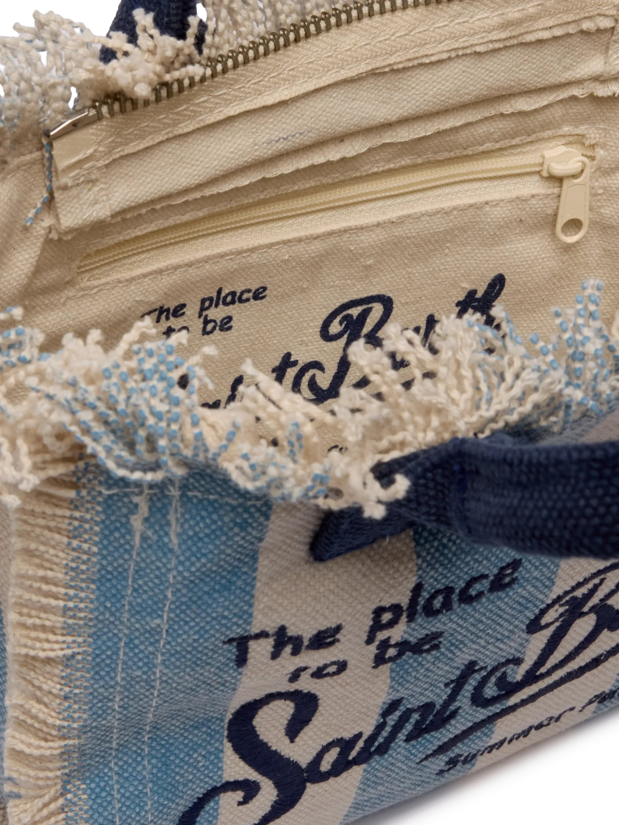 Cotton canvas Mini Vanity bag with striped print - Image 4