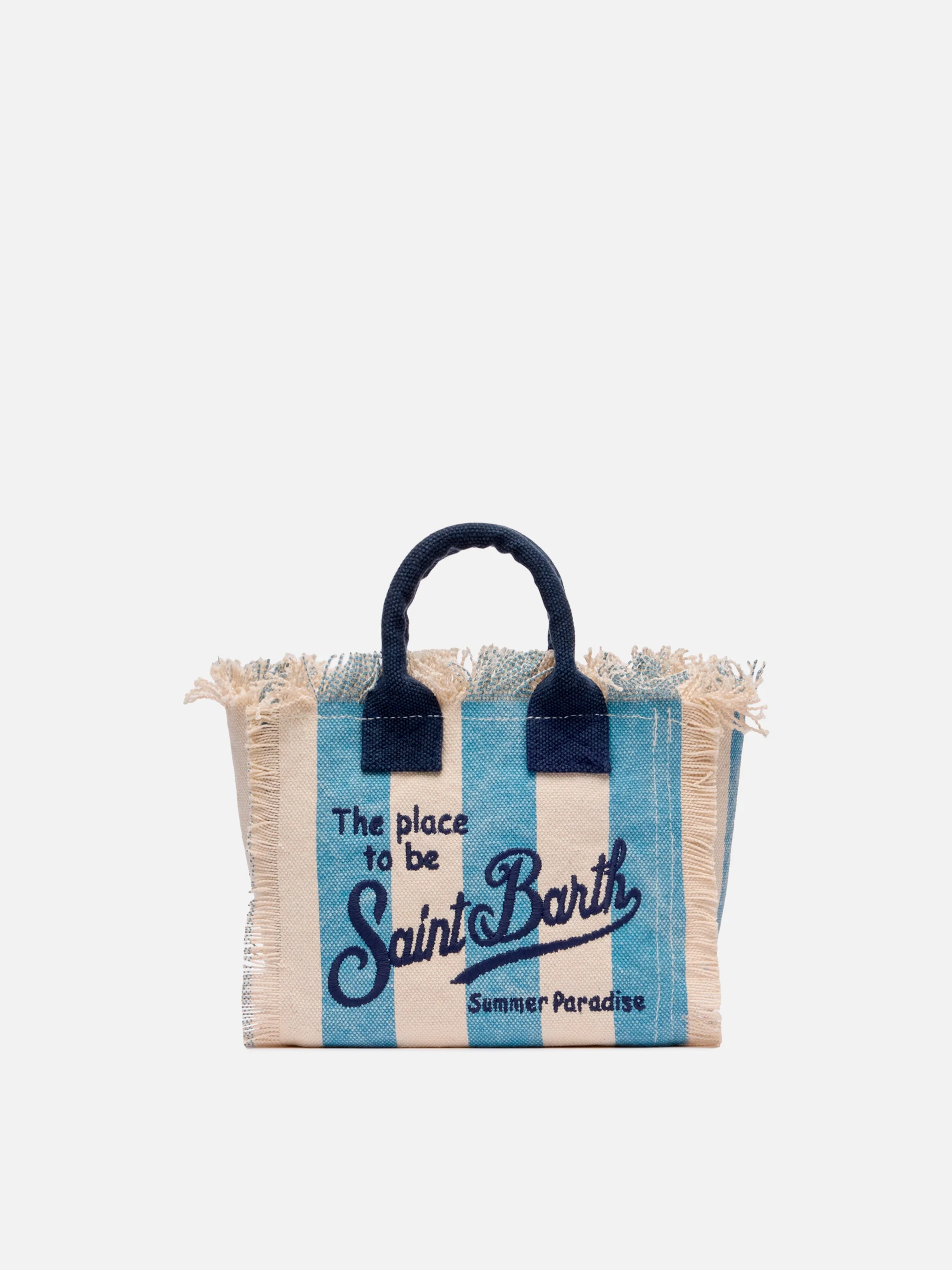 Cotton canvas Mini Vanity bag with striped print - Image 5
