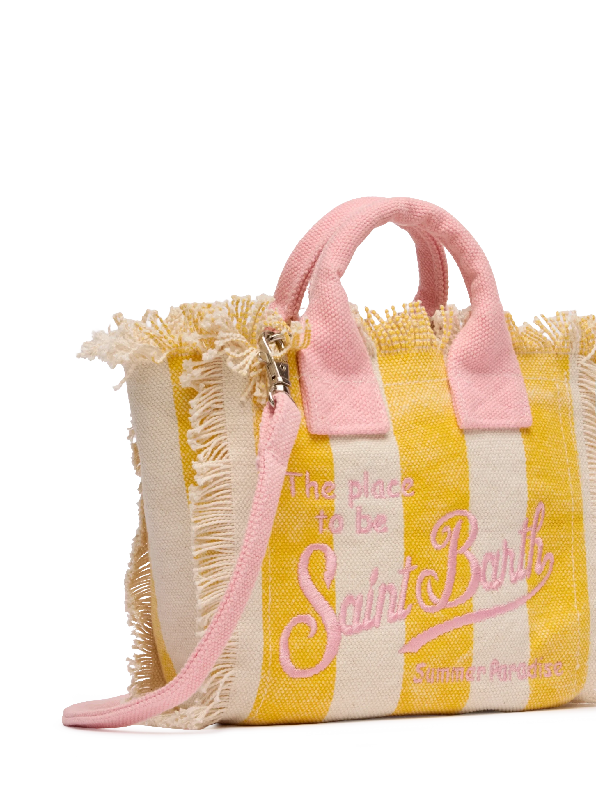 Cotton canvas Mini Vanity bag with striped print - Image 3
