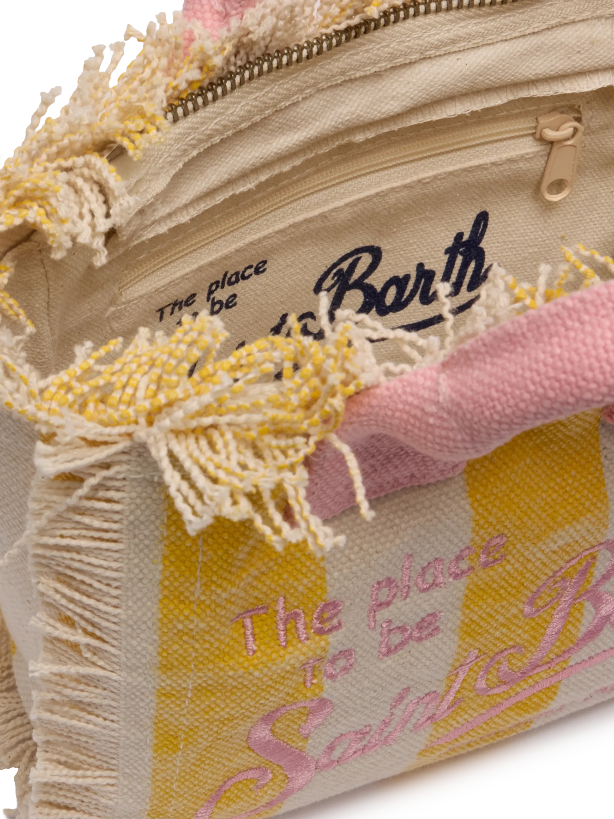 Cotton canvas Mini Vanity bag with striped print - Image 4