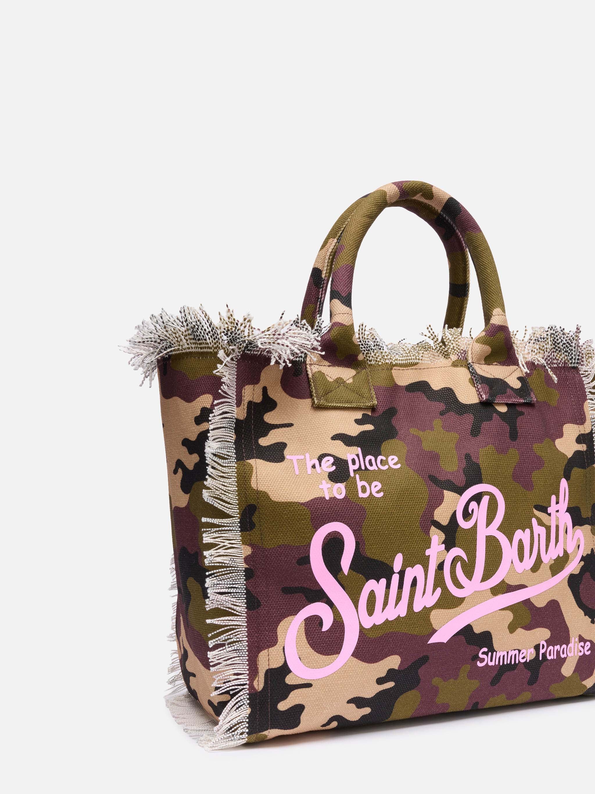 Cotton canvas Vanity tote bag with camouflage print - Image 8