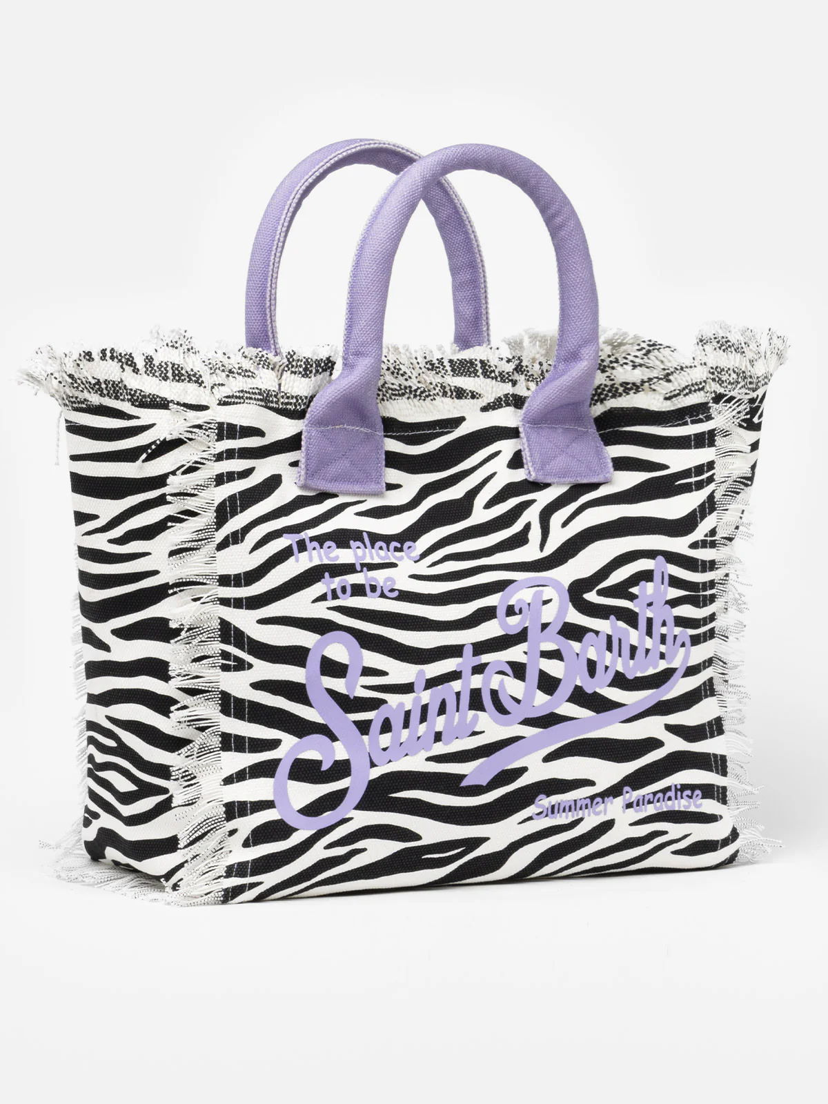 Cotton canvas Vanity tote bag with zebra print - Image 4