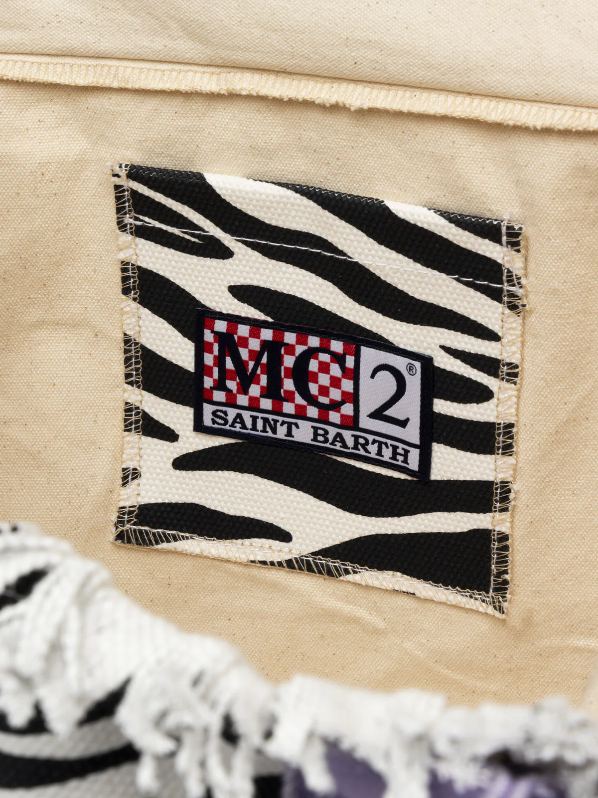 Cotton canvas Vanity tote bag with zebra print - Image 5