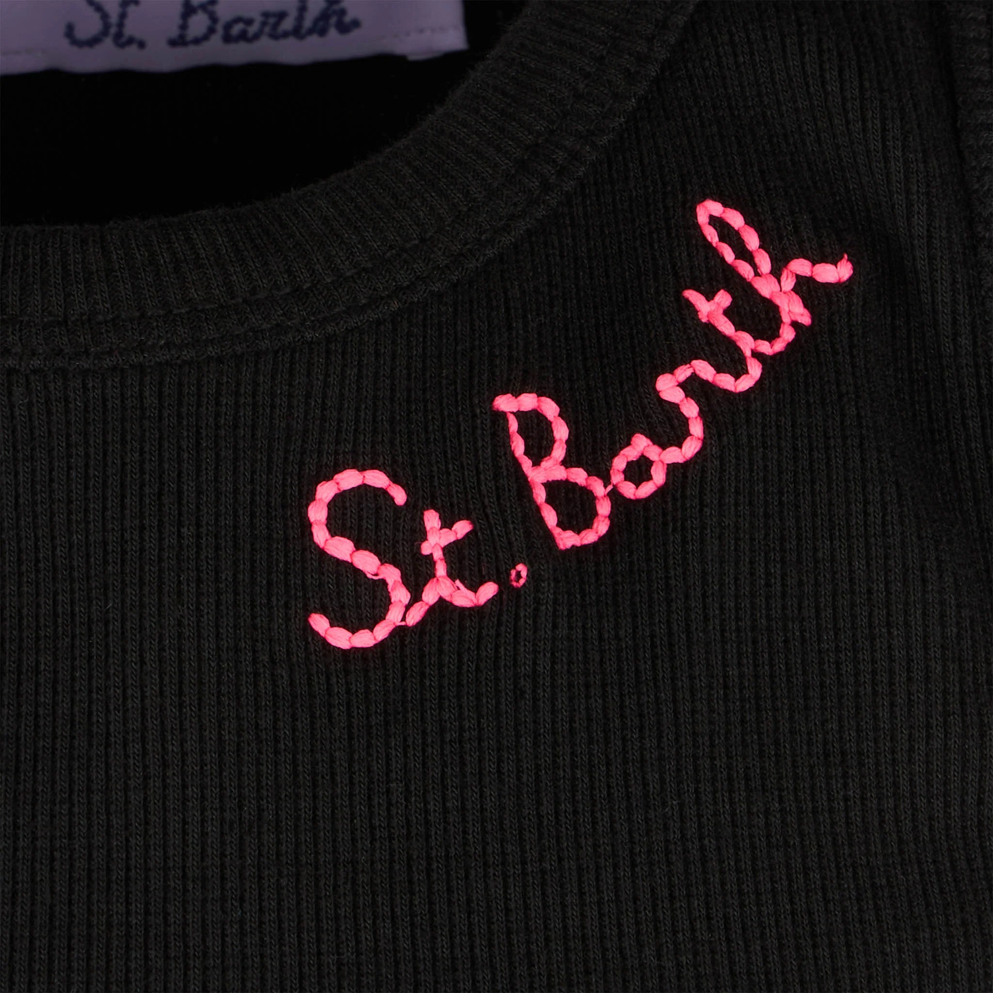 Cotton crop tank top with St. Barth embroidery - Image 5