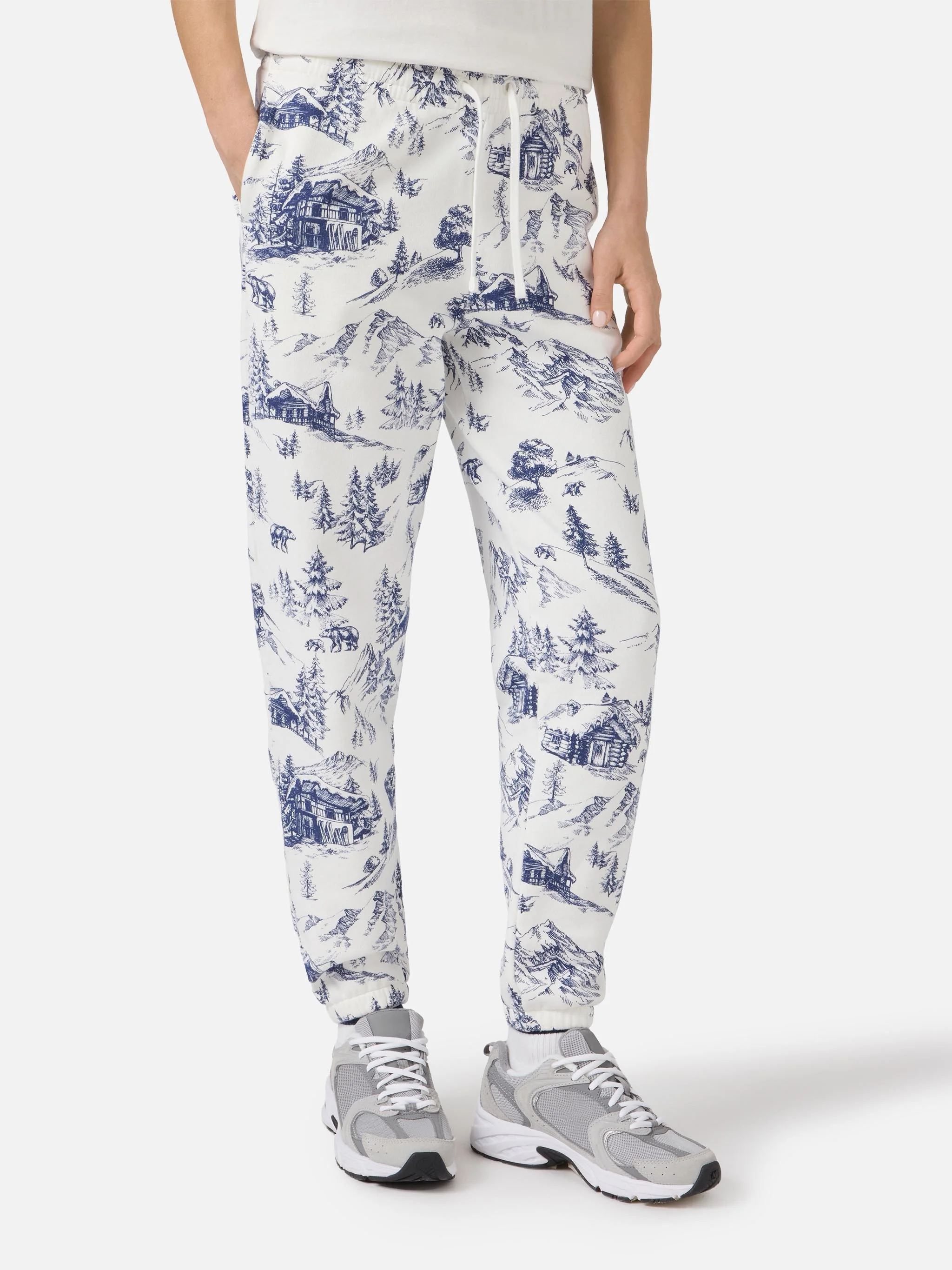 Cotton fleece pants Odalys with toile de jouy print - Image 2