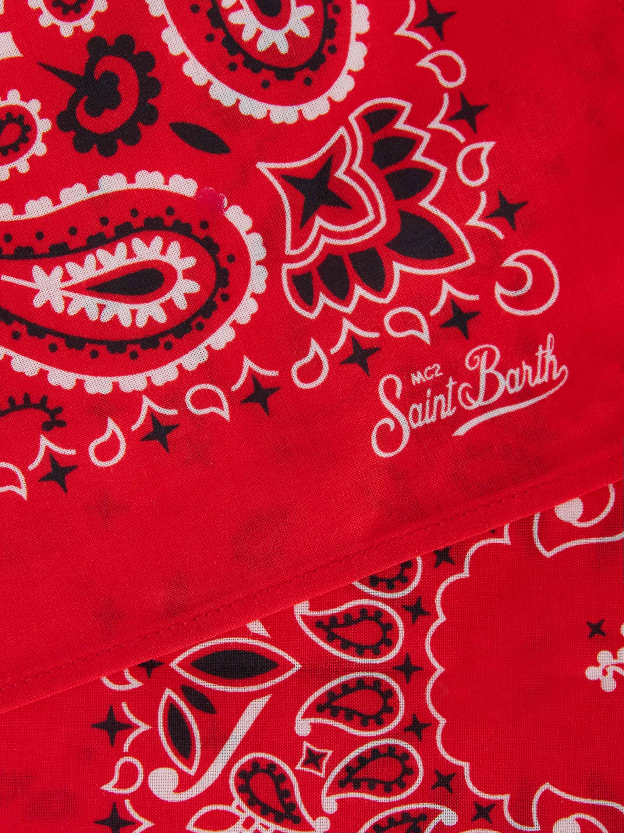 Cotton Foulard with red bandanna print - Image 3