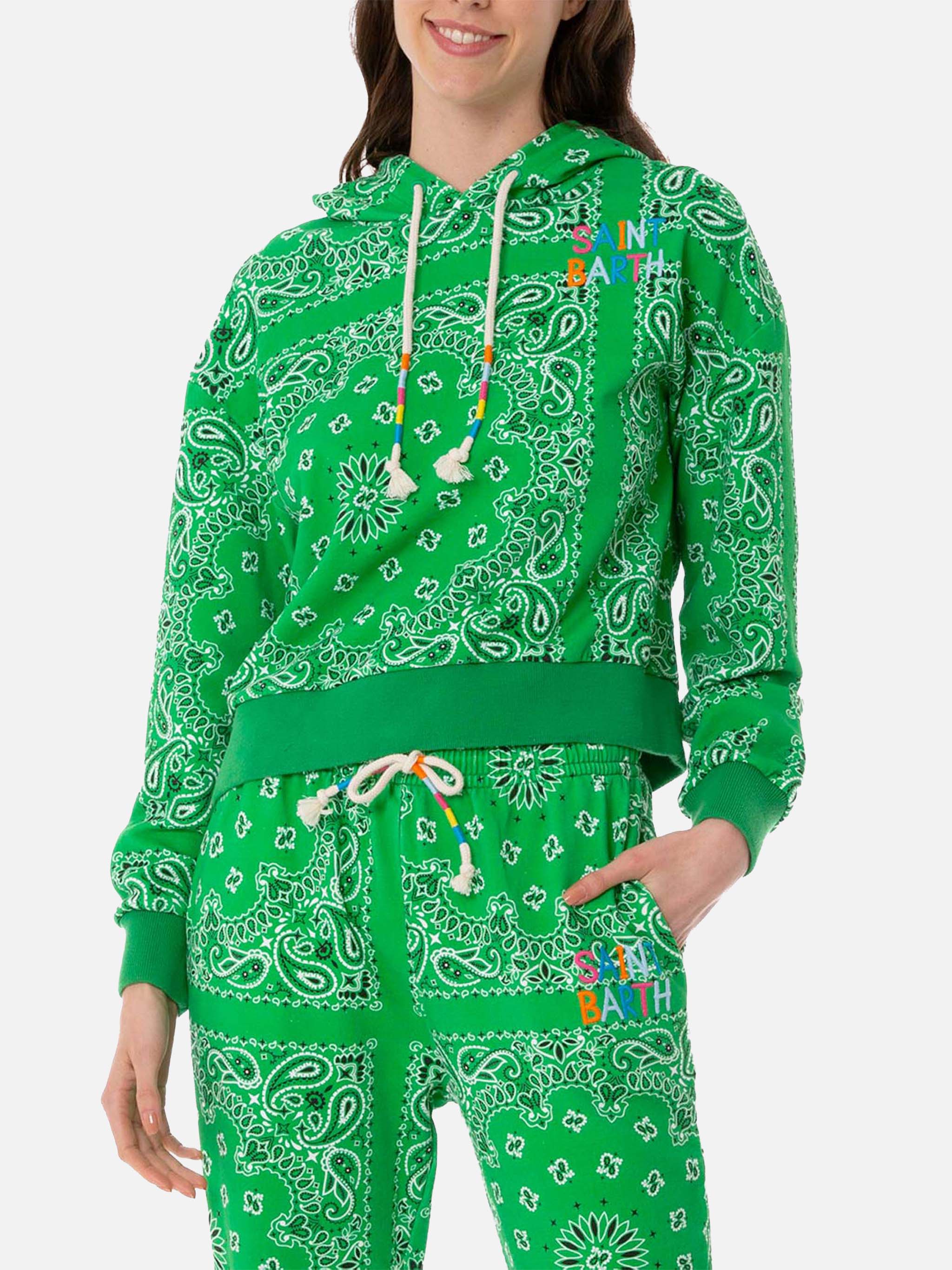 Cotton hoodie with bandanna print - Image 2