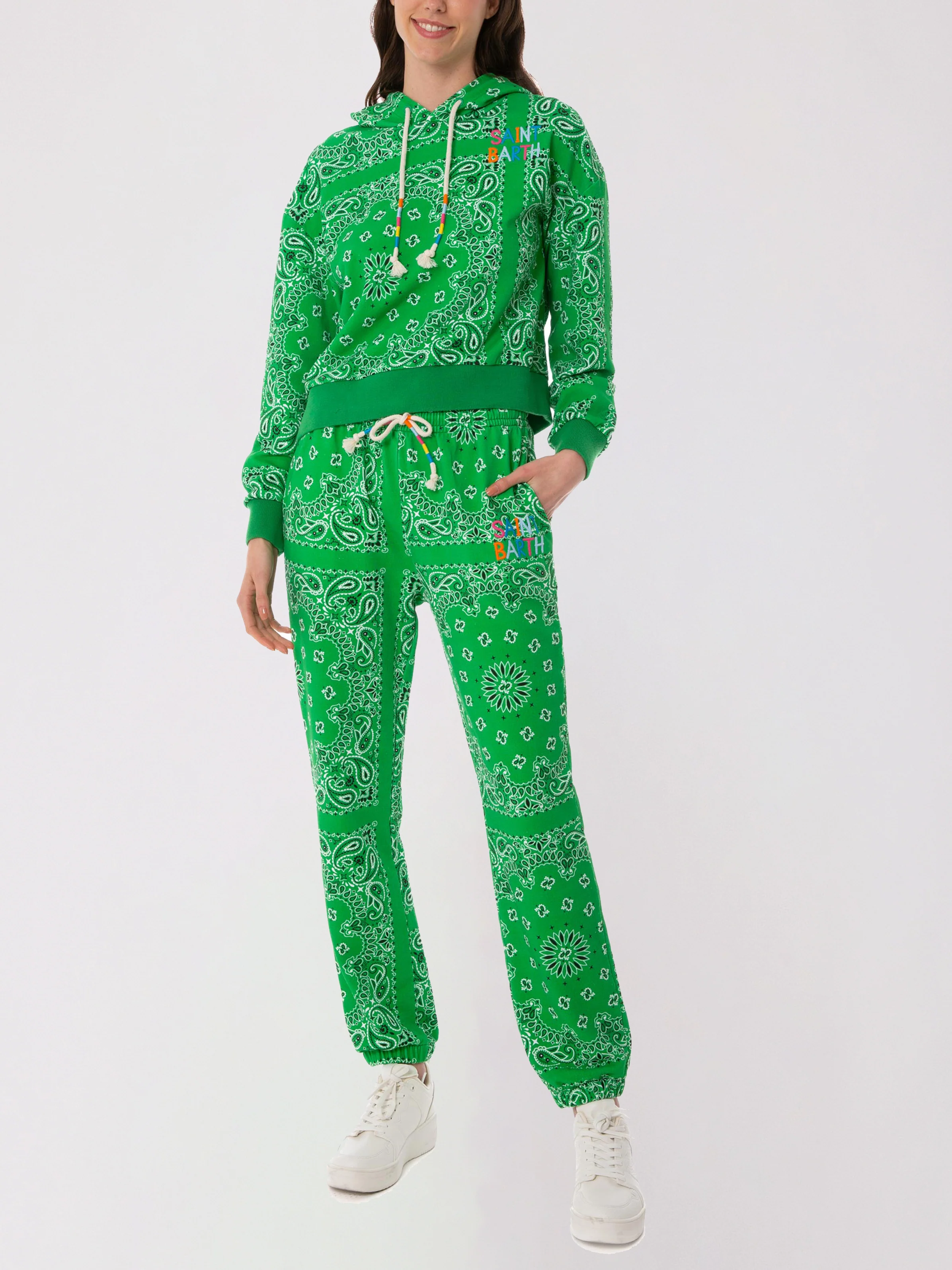 Cotton hoodie with bandanna print - Image 4