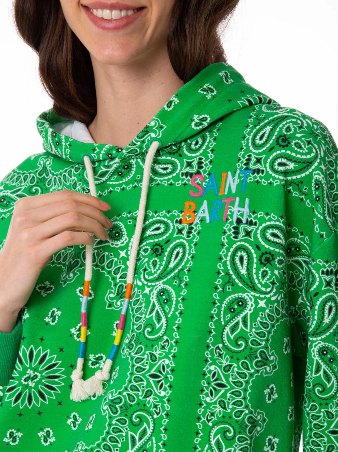 Cotton hoodie with bandanna print - Image 5