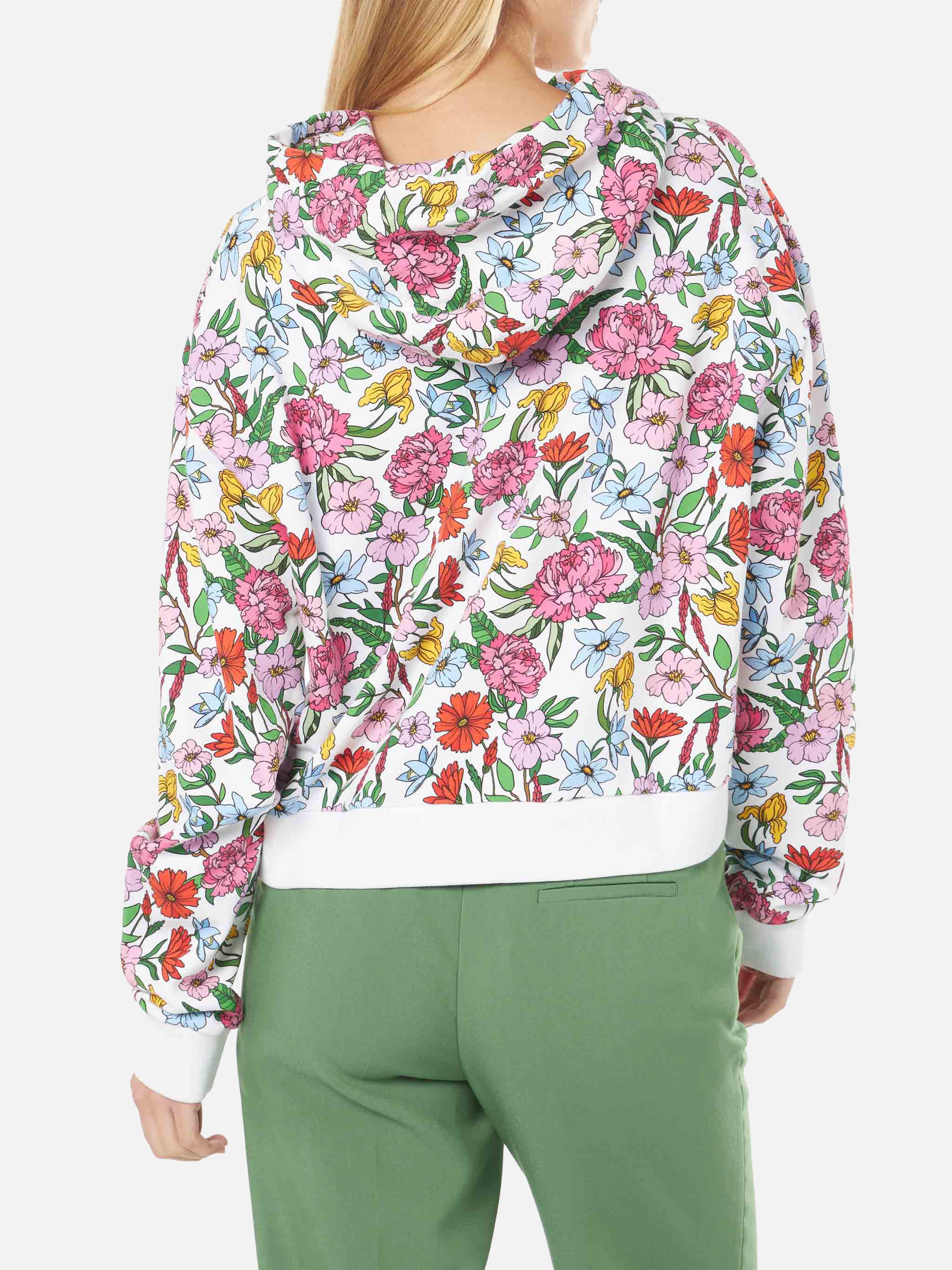 Cotton hoodie with flower print - Image 4